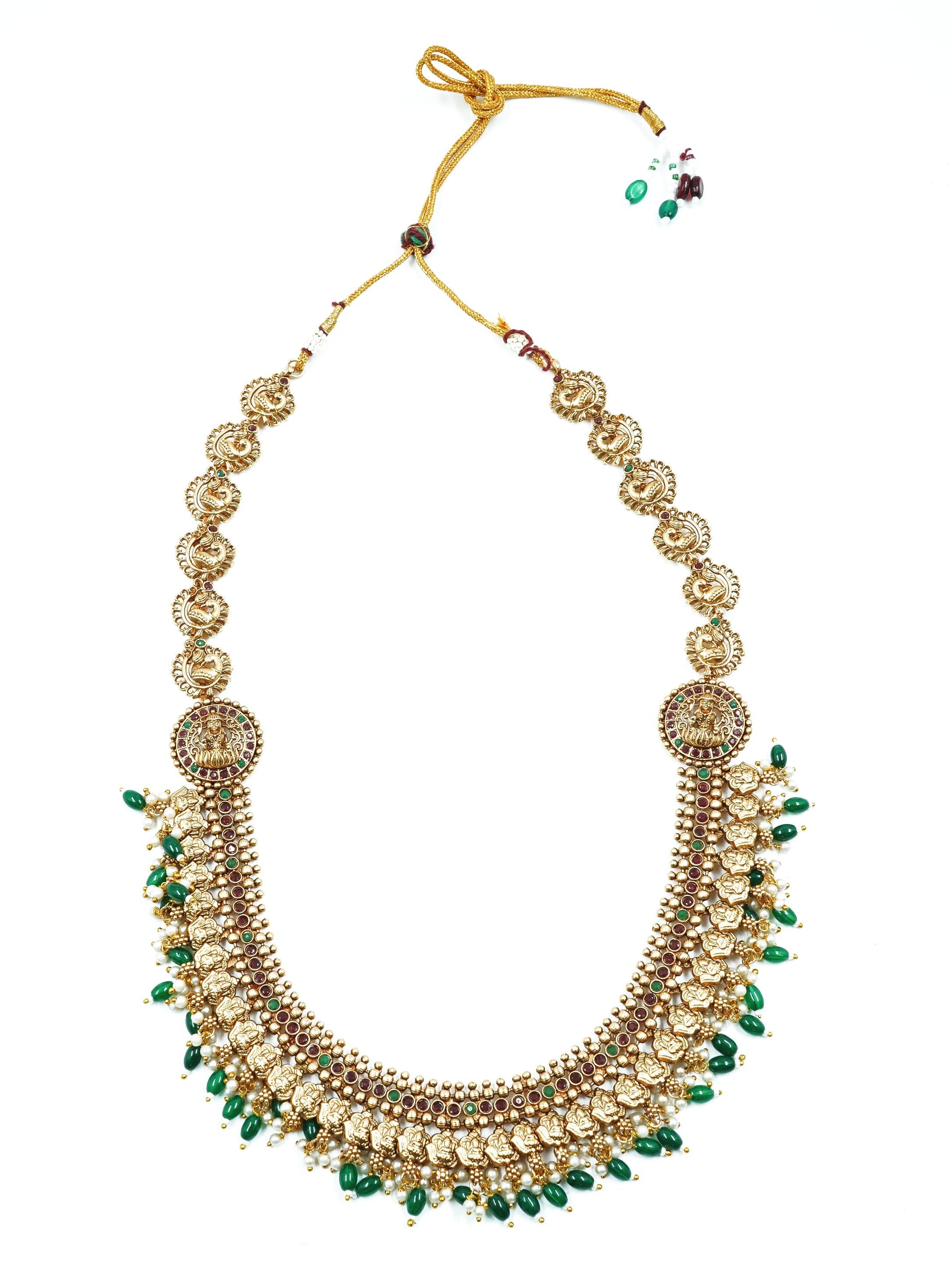 Premium gold finish Long Necklace Set with AD Stones 16853N