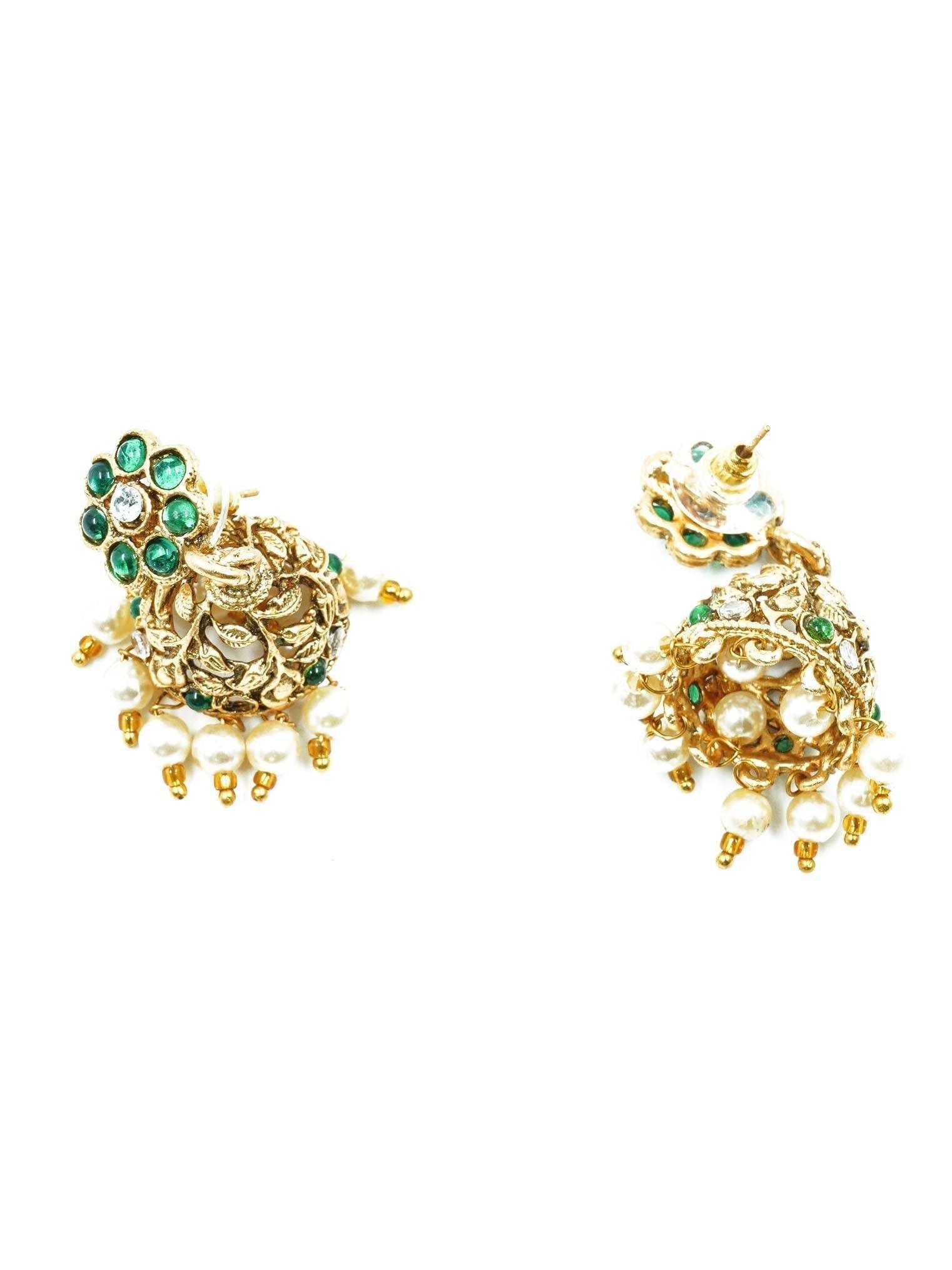 Premium gold finish Two line Necklace Set with AD Stones 16886N - Griiham