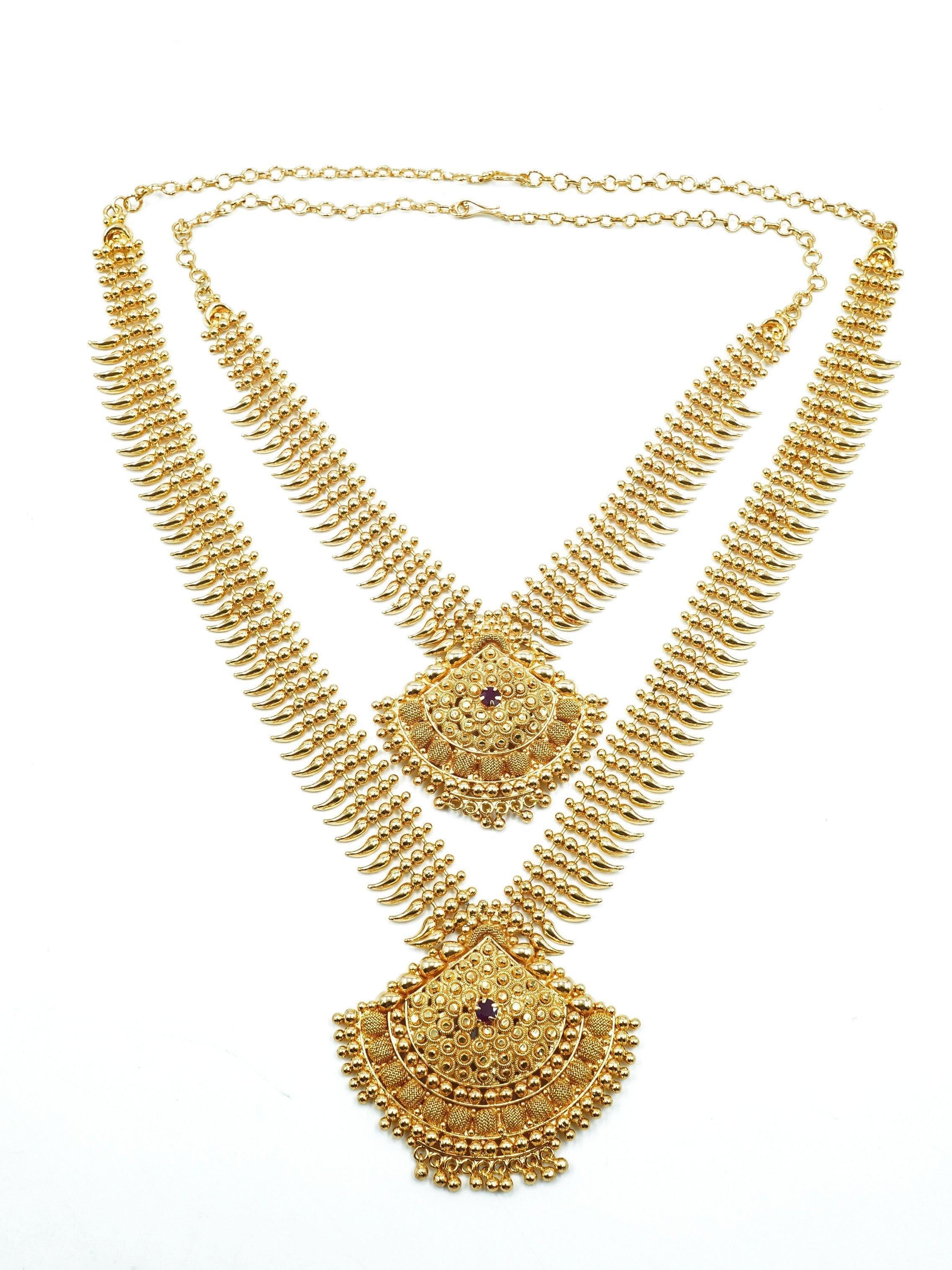 Premium gold plated Kerala jewelry combo set - Griiham