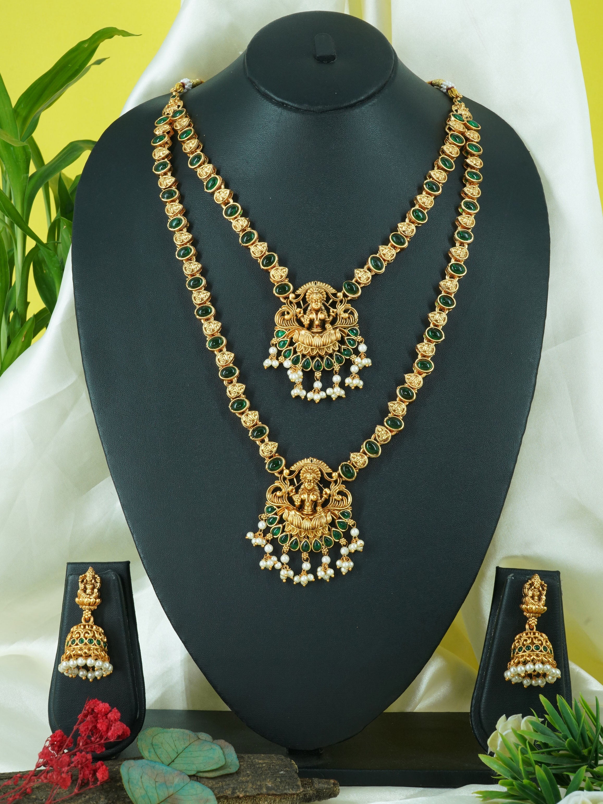 Premium gold plated Laxmi jewelry combo set 11124N