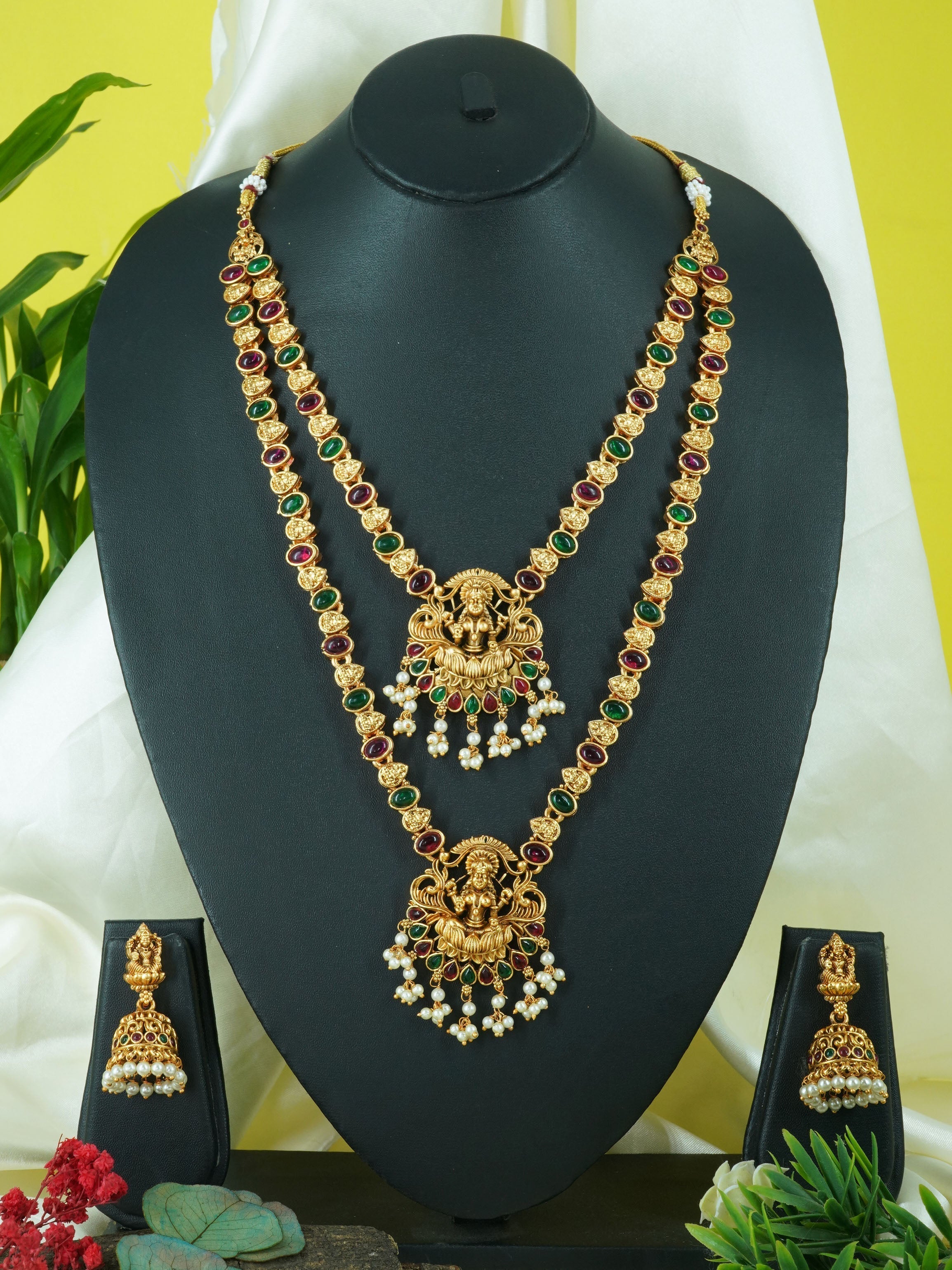 Premium gold plated Laxmi jewelry combo set 11124N