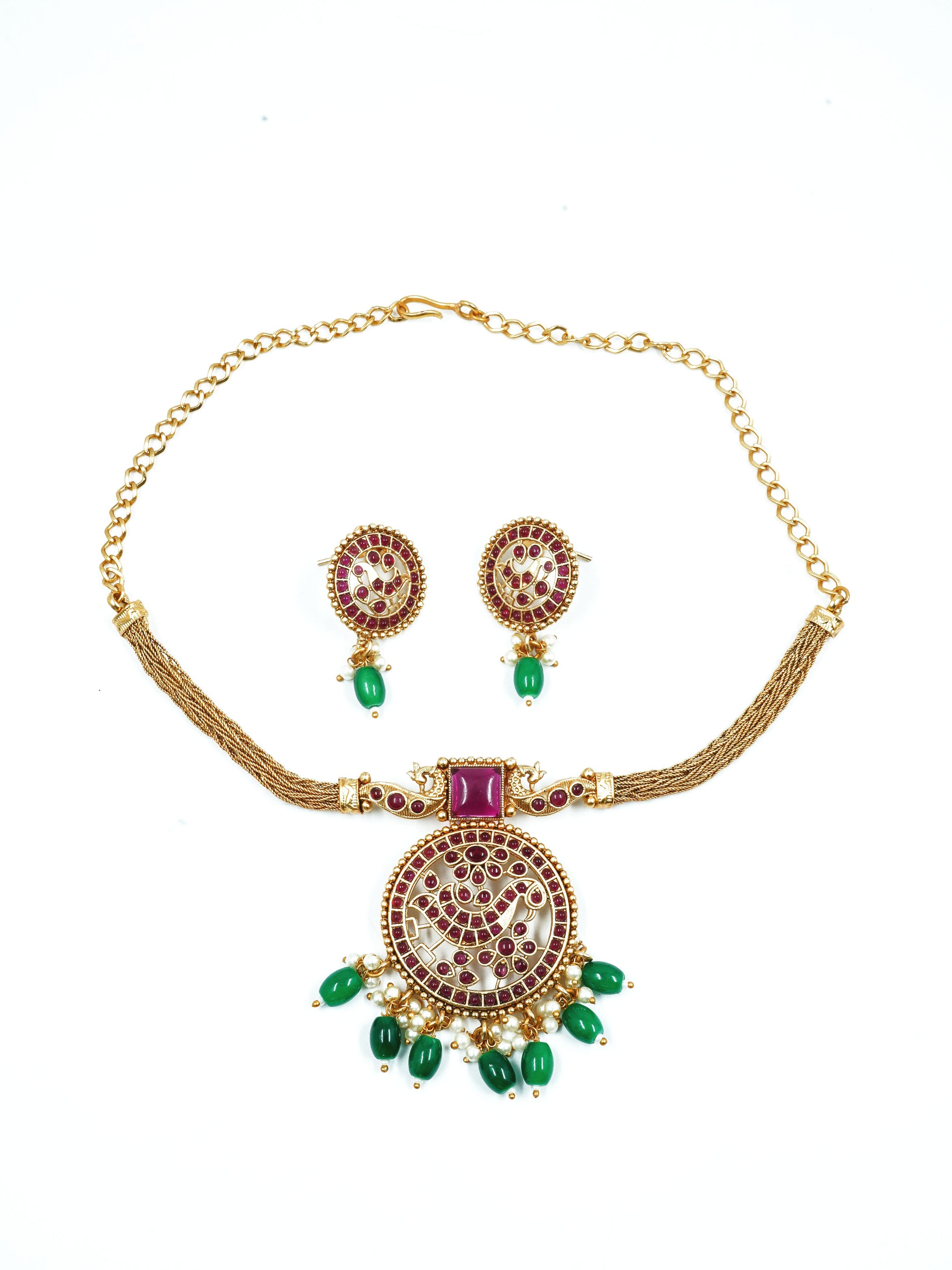 Premium gold plated peacock motif short Necklace 13051N