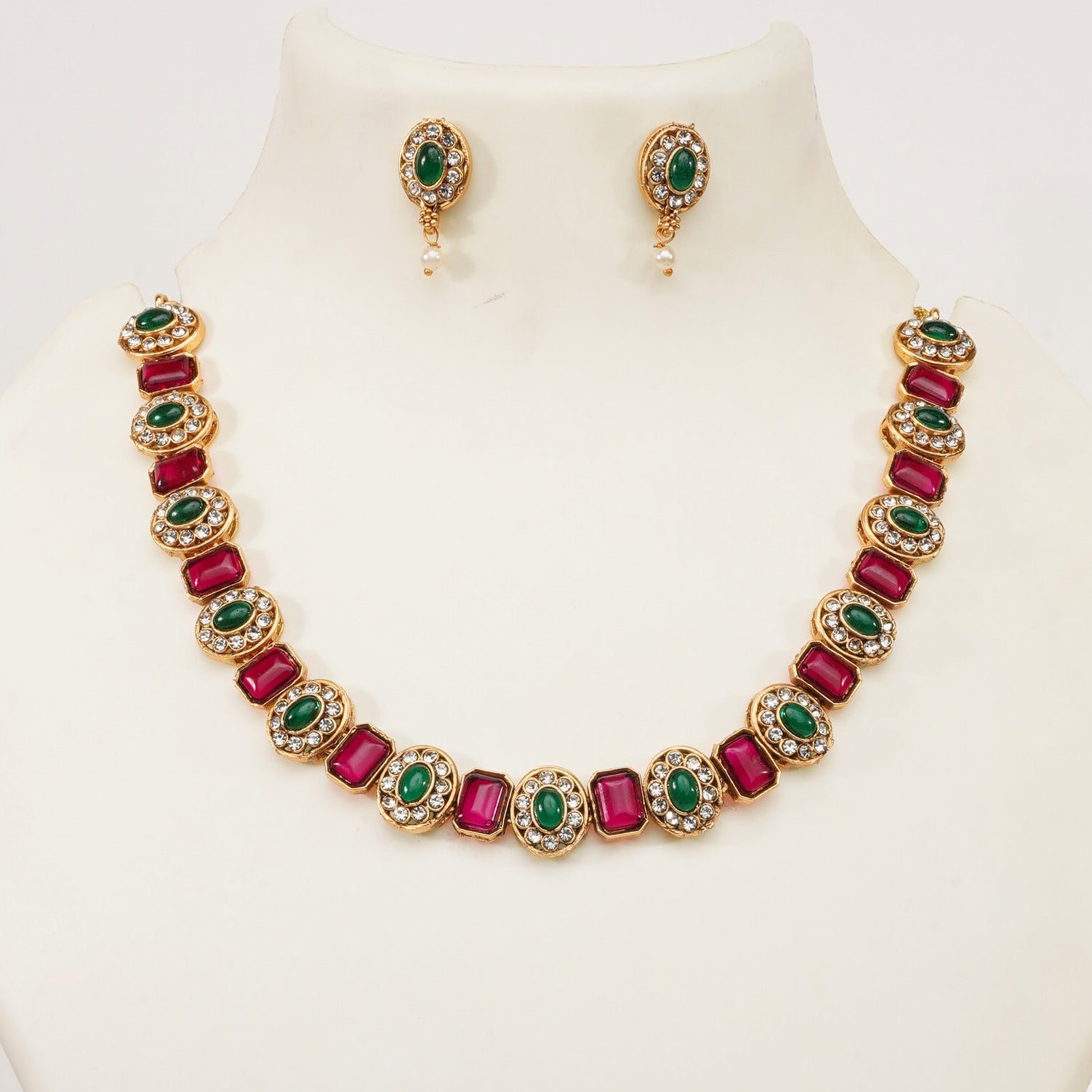 Premium quality Color stone short necklace set 9306N