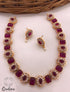 Premium quality Color stone short necklace set 9290N-Necklace Set-Griiham-Ruby Red-Griiham