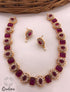 Premium quality Color stone short necklace set 9290N-Necklace Set-Griiham-Ruby Red-Griiham