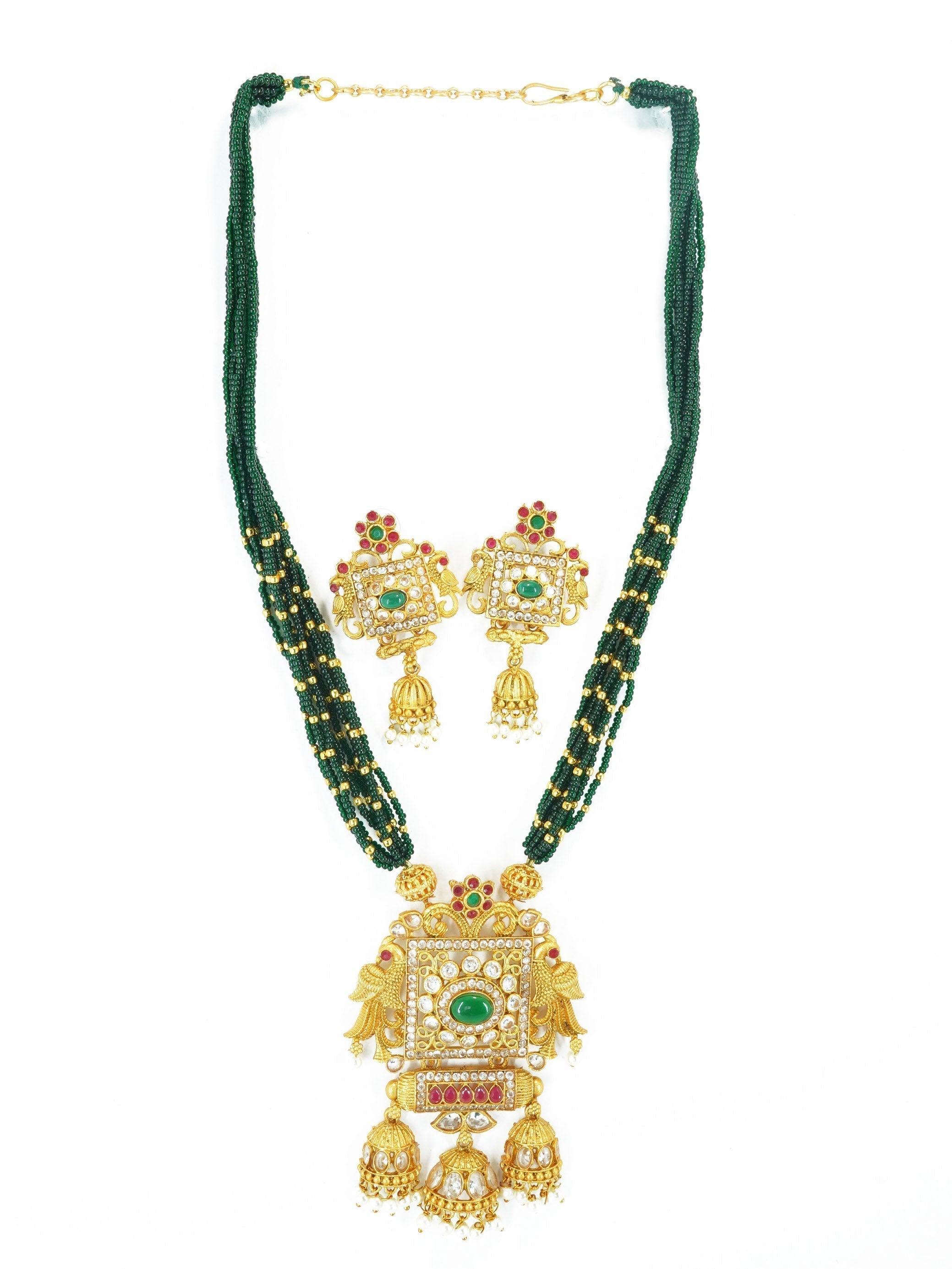 Premium quality Designer Long Necklace set with Crystal Mala - Griiham