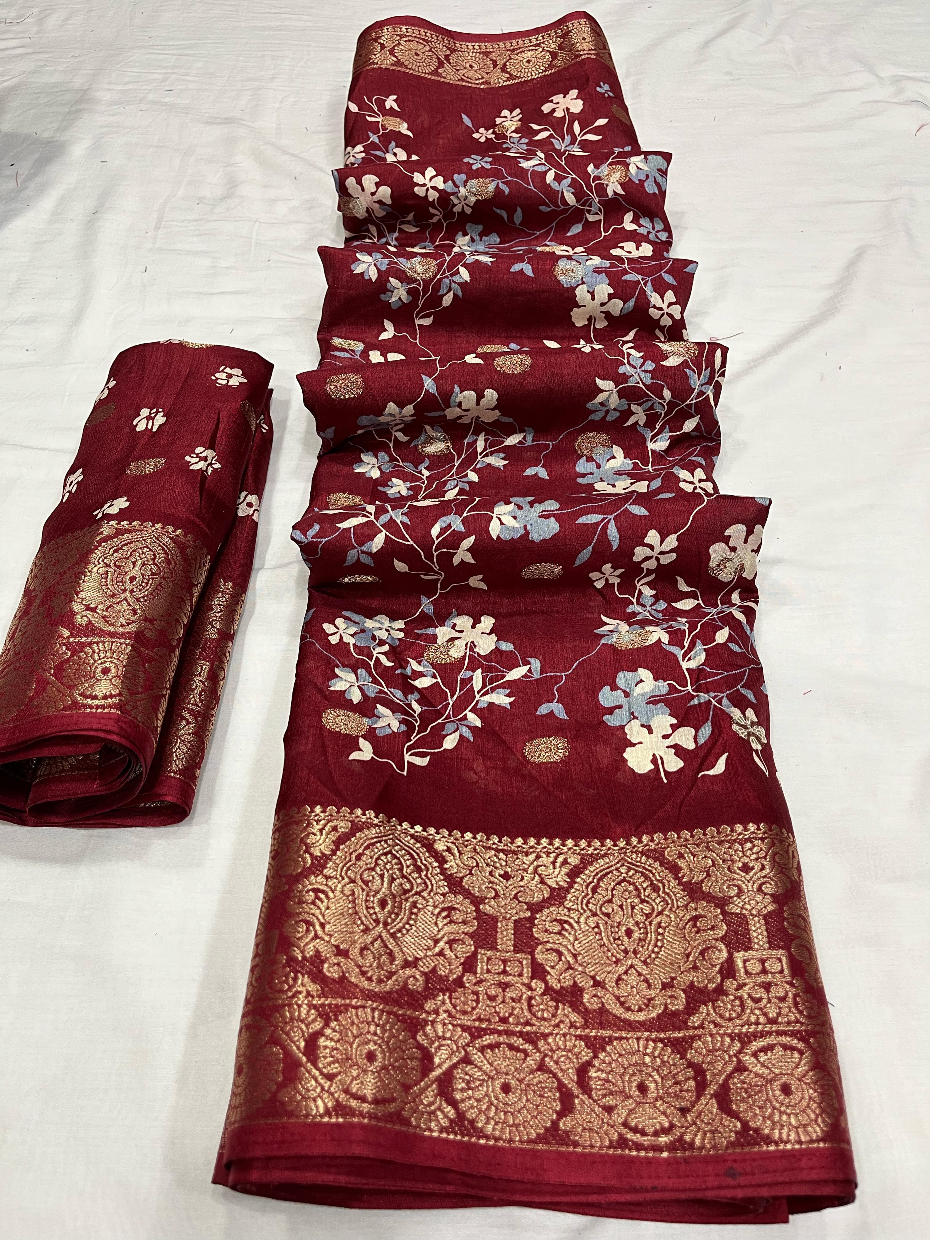 Pure Dola semi-silk saree with jacquard butti and border 20630N