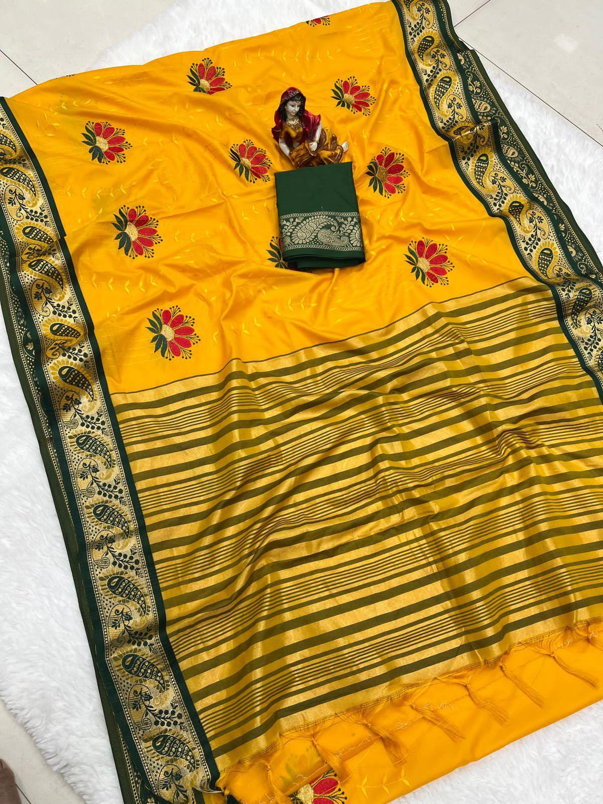 Pure Mercerised Cotton Semi-Silk in Exclusive Border Design Saree 21217N