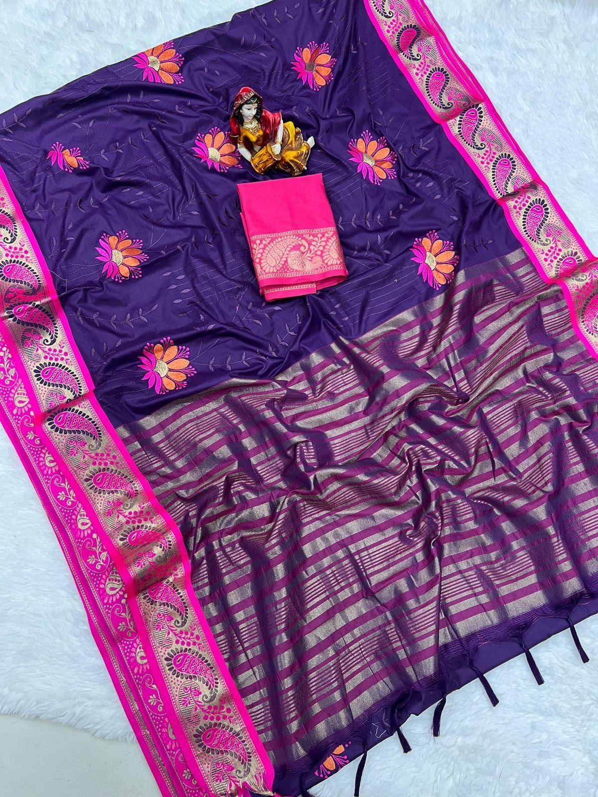 Pure Mercerised Cotton Semi-Silk in Exclusive Border Design Saree 21221N