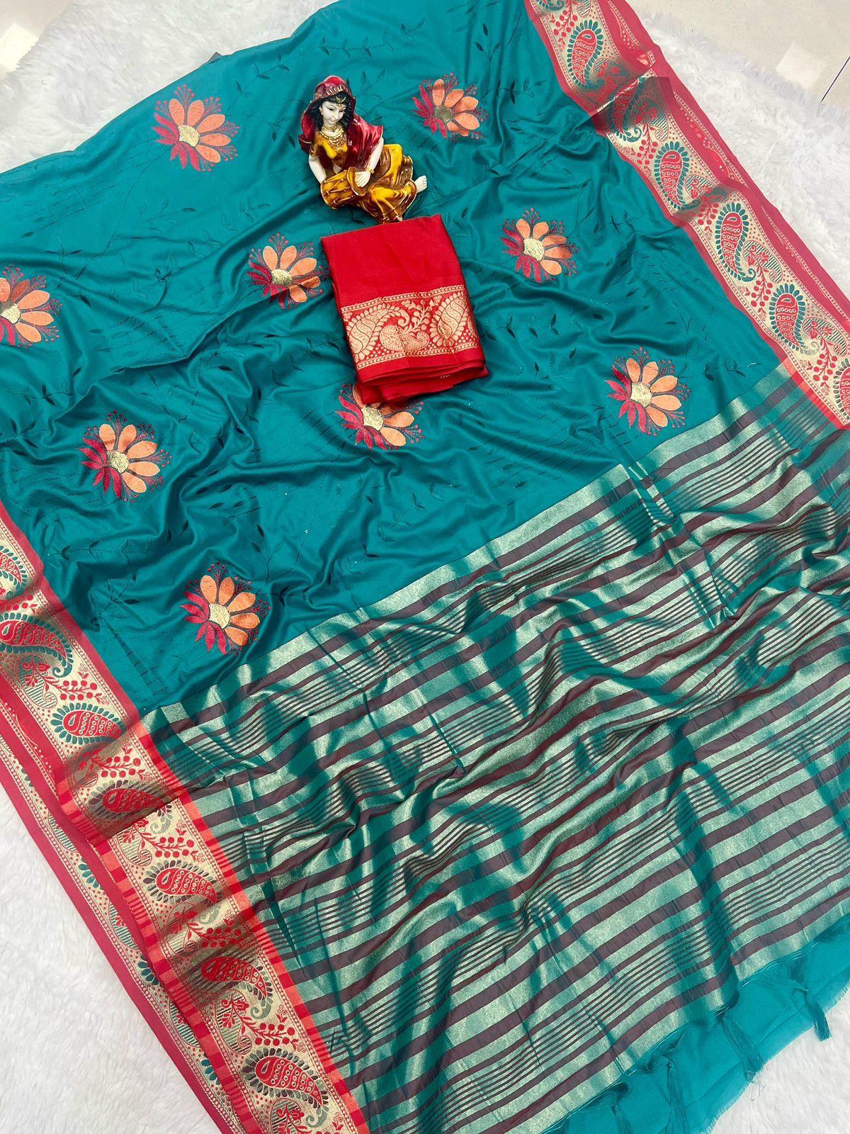 Pure Mercerised Cotton Semi-Silk in Exclusive Border Design Saree 21221N