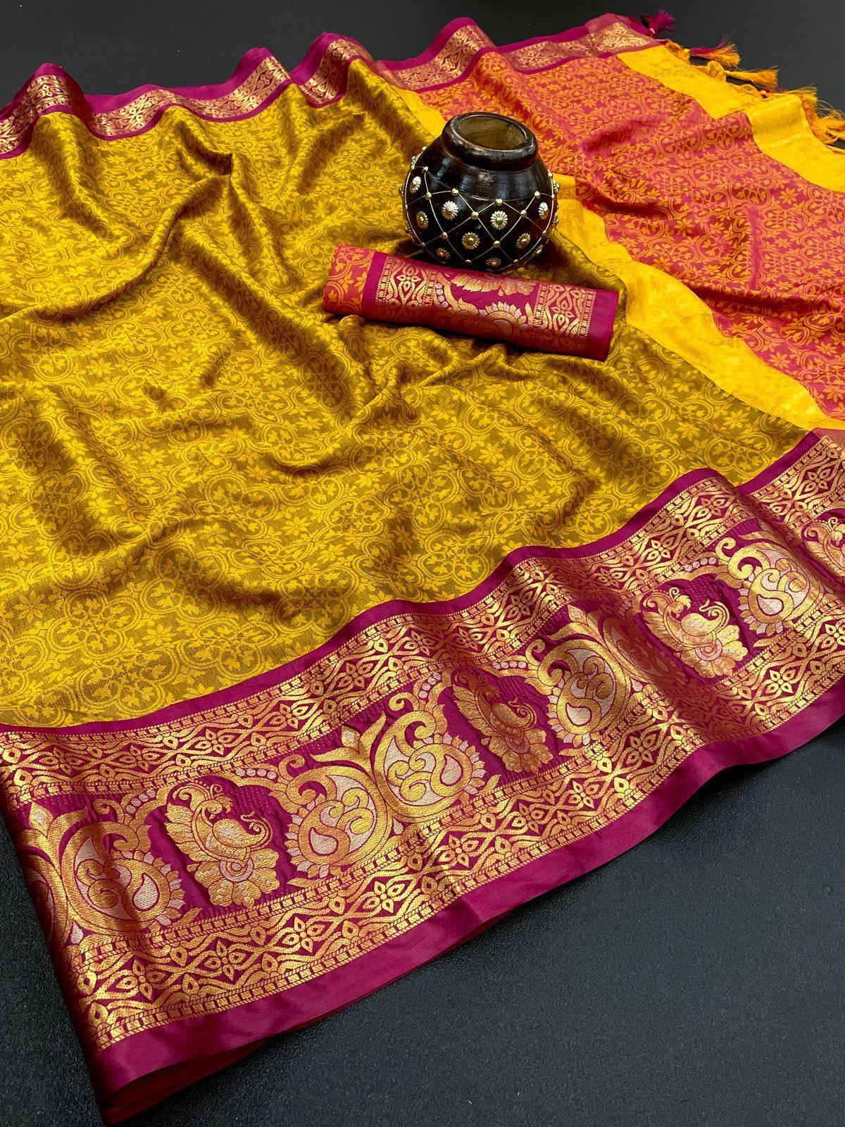 Pure Mercerised Soft Semi-silk in Exclusive Border Design Minawork Saree 15198N - Griiham