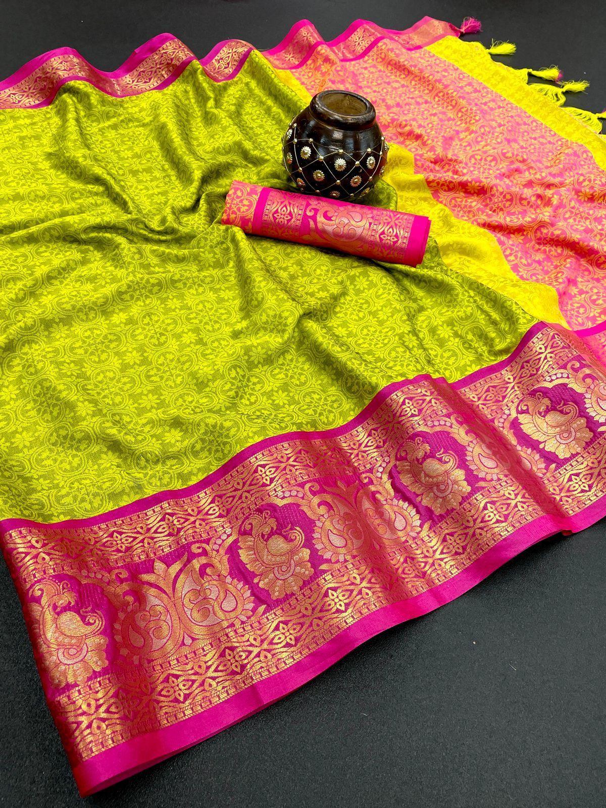 Pure Mercerised Soft Semi-silk in Exclusive Border Design Minawork Saree 15198N - Griiham