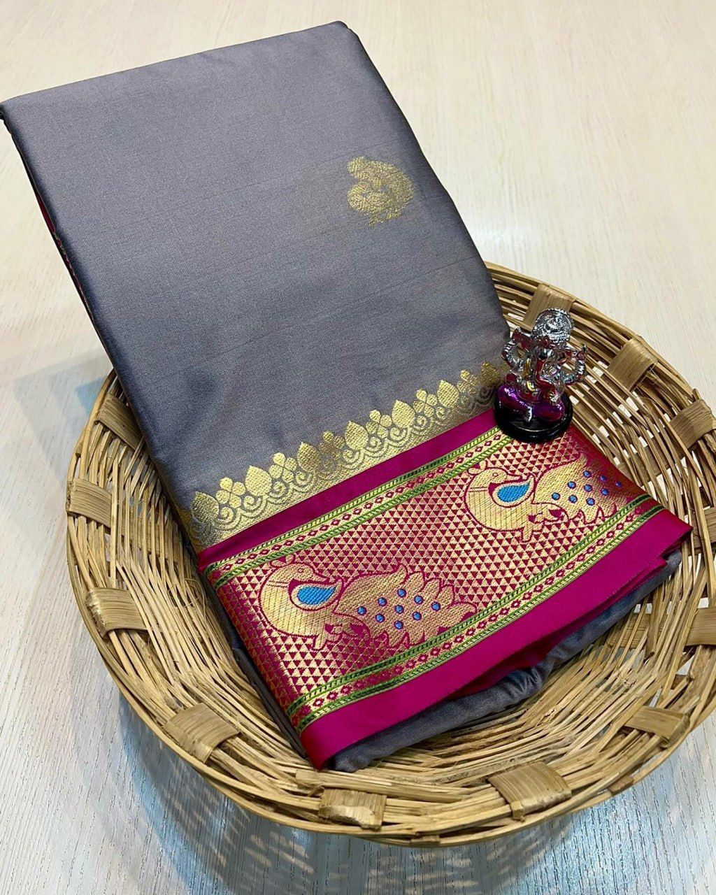 Pure Mercerised Soft Semi-silk in Exclusive Border Design Minawork Saree 20376N
