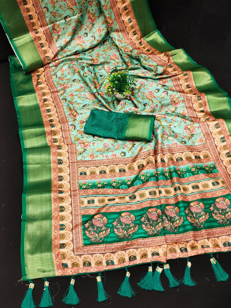 Pure Soft Semi-Silk Beautiful Printed Rich Pallu & Jacquard Border Saree 19451N