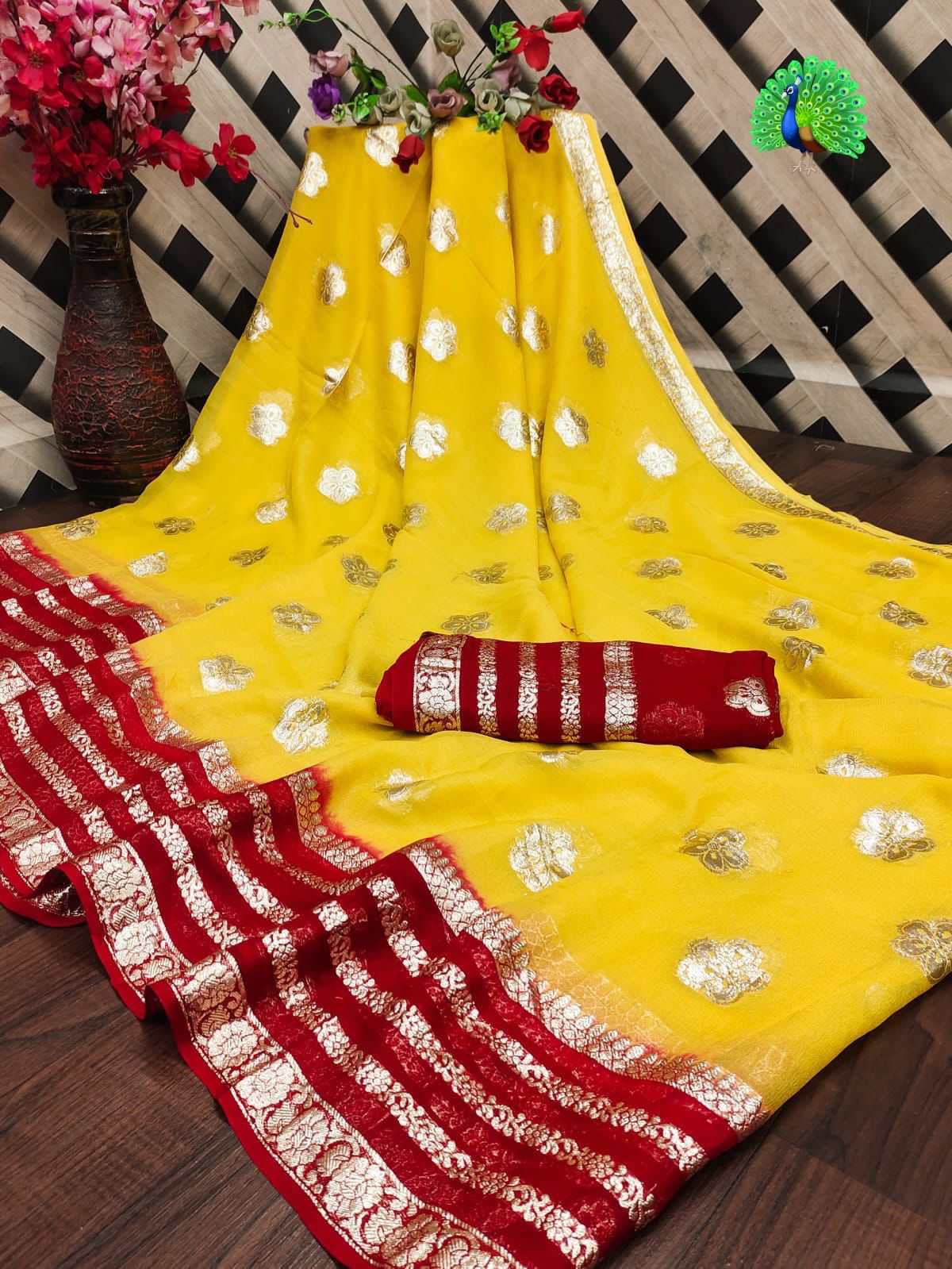 Pure Viscose Georgette Saree With Lurex Zari Weaving Border saree 17724N-1