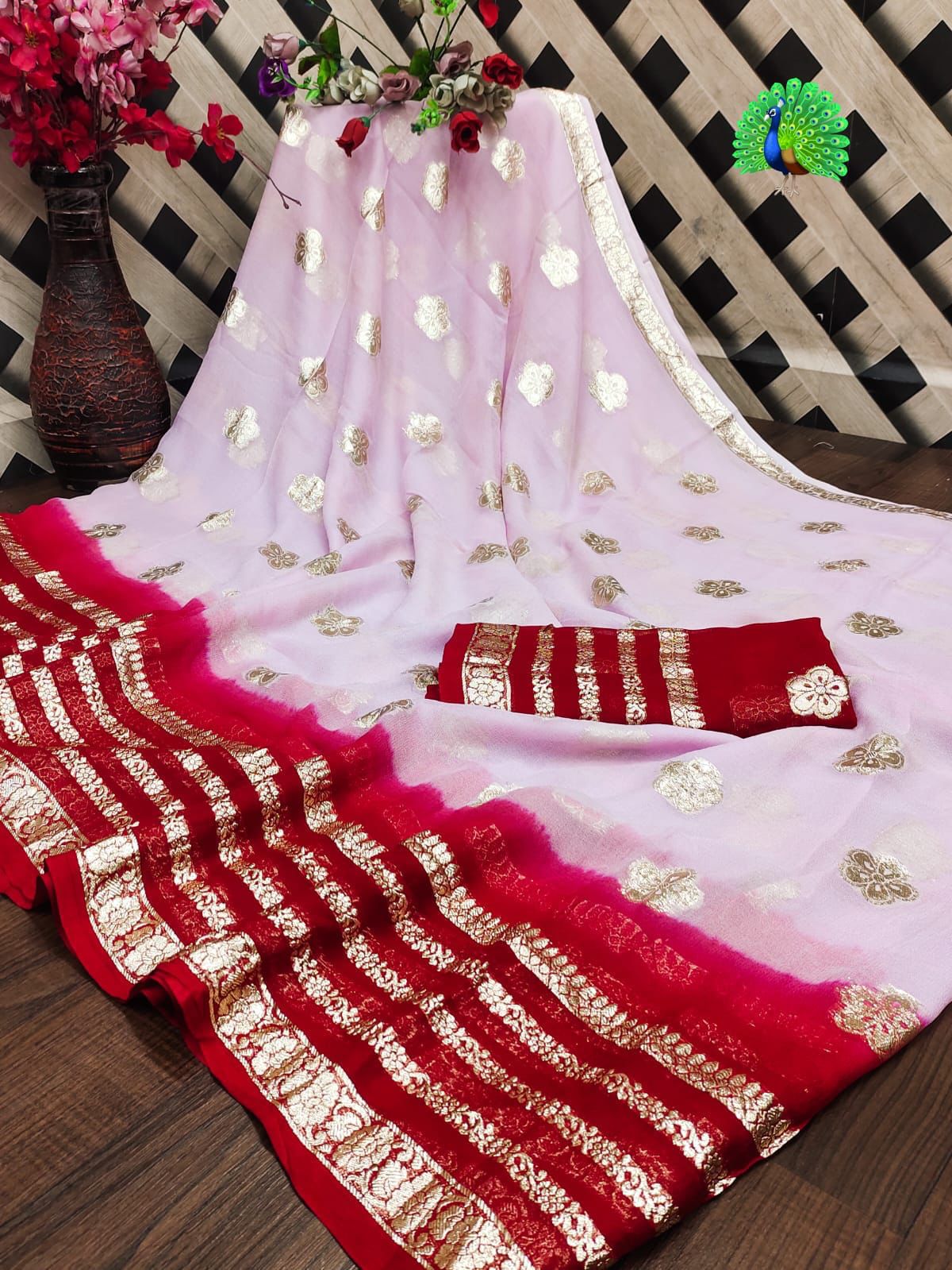 Pure Viscose Georgette Saree With Lurex Zari Weaving Border saree 17727N