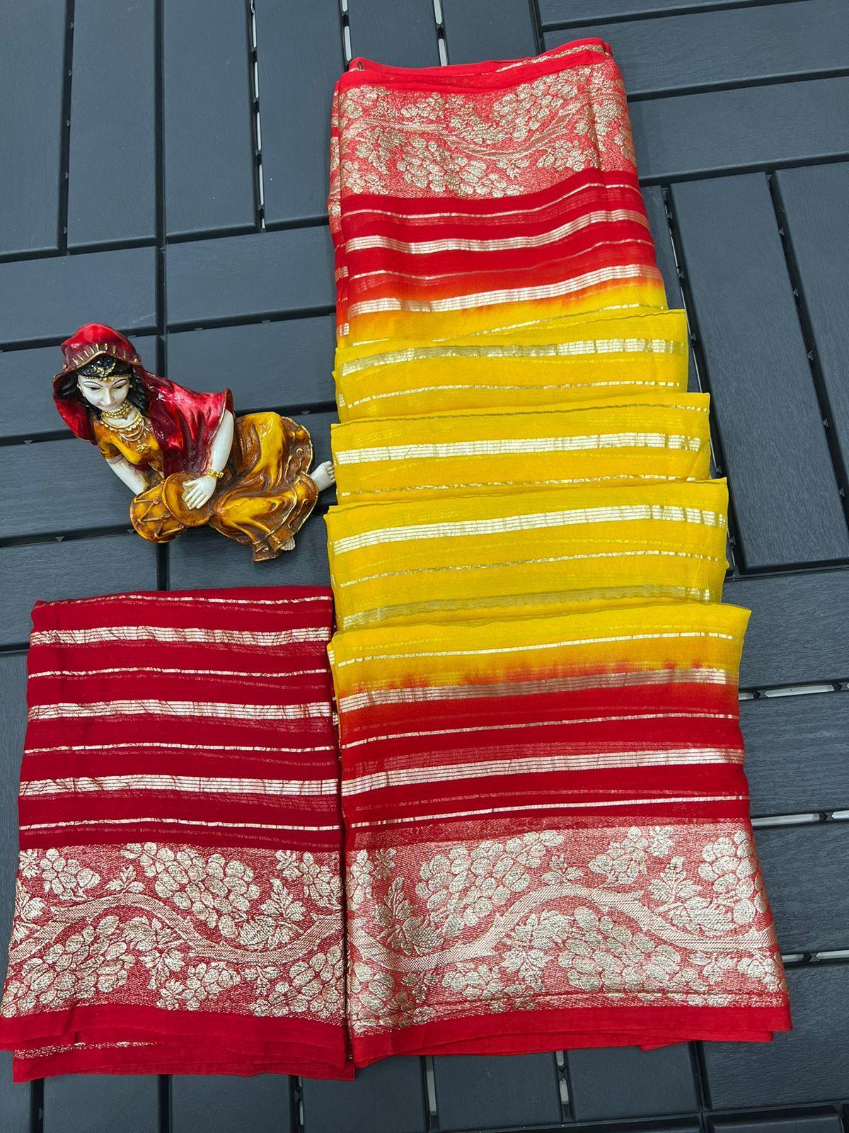 Pure Viscose Georgette Saree With Lurex Zari Weaving Border saree 17754N - Griiham