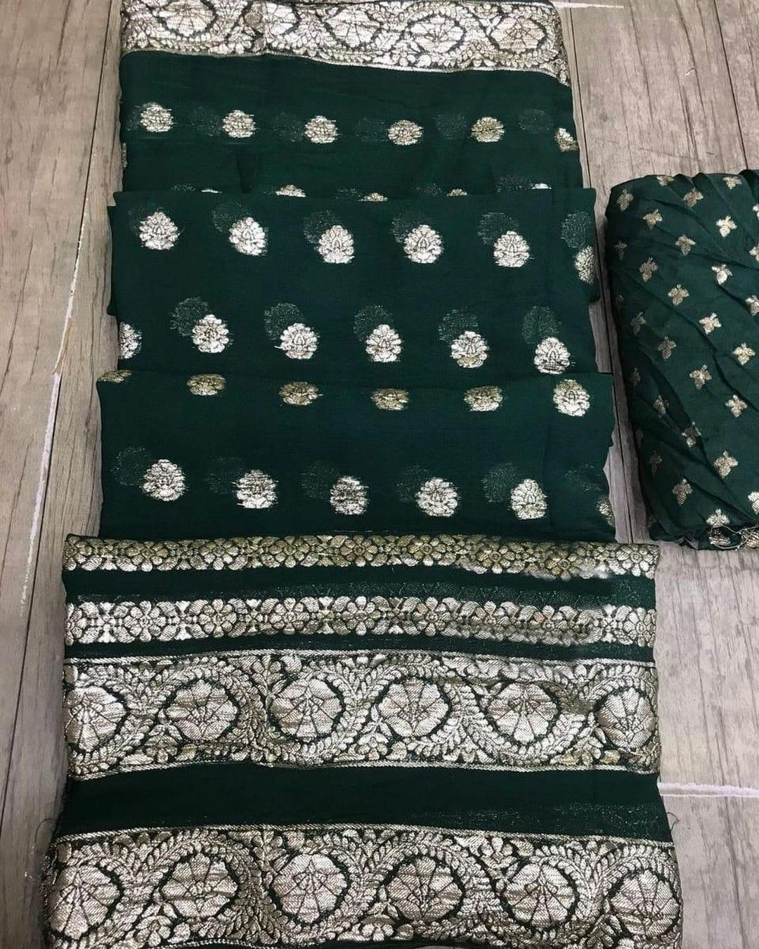 Pure Viscose Georgette Saree With Lurex Zari Weaving Border saree 21034N - Griiham