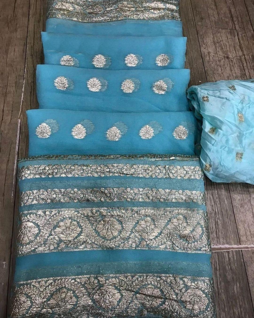 Pure Viscose Georgette Saree With Lurex Zari Weaving Border saree 21034N - Griiham