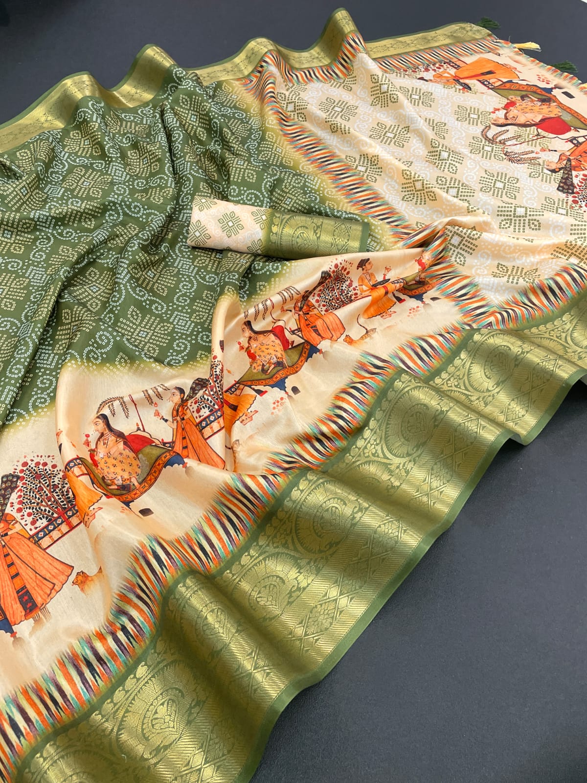 Pure dola semi-silk with jacquard weaving Border saree 21536N