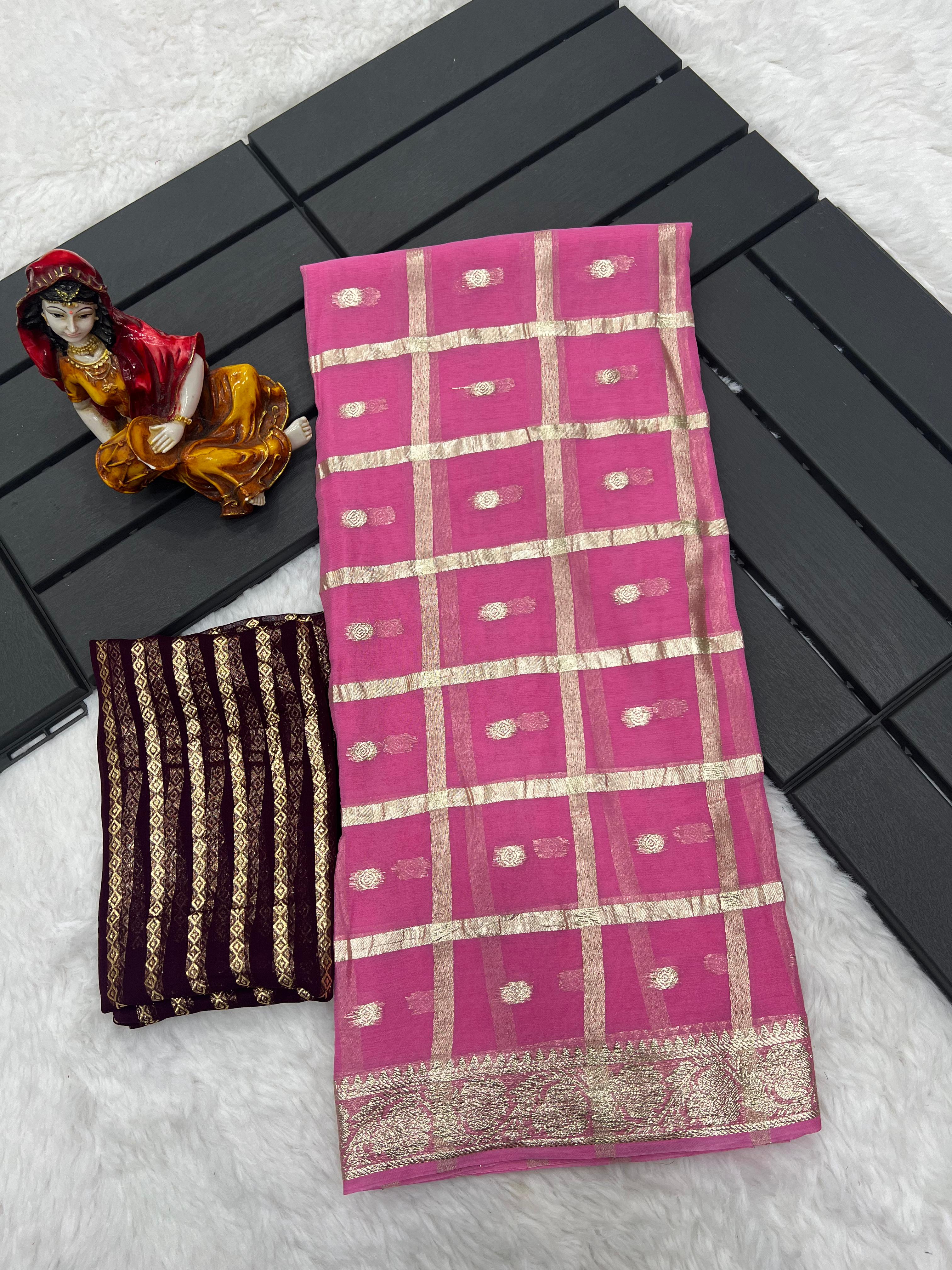 Pure viscose Georgette with Jacquard weaving border Saree 20509N