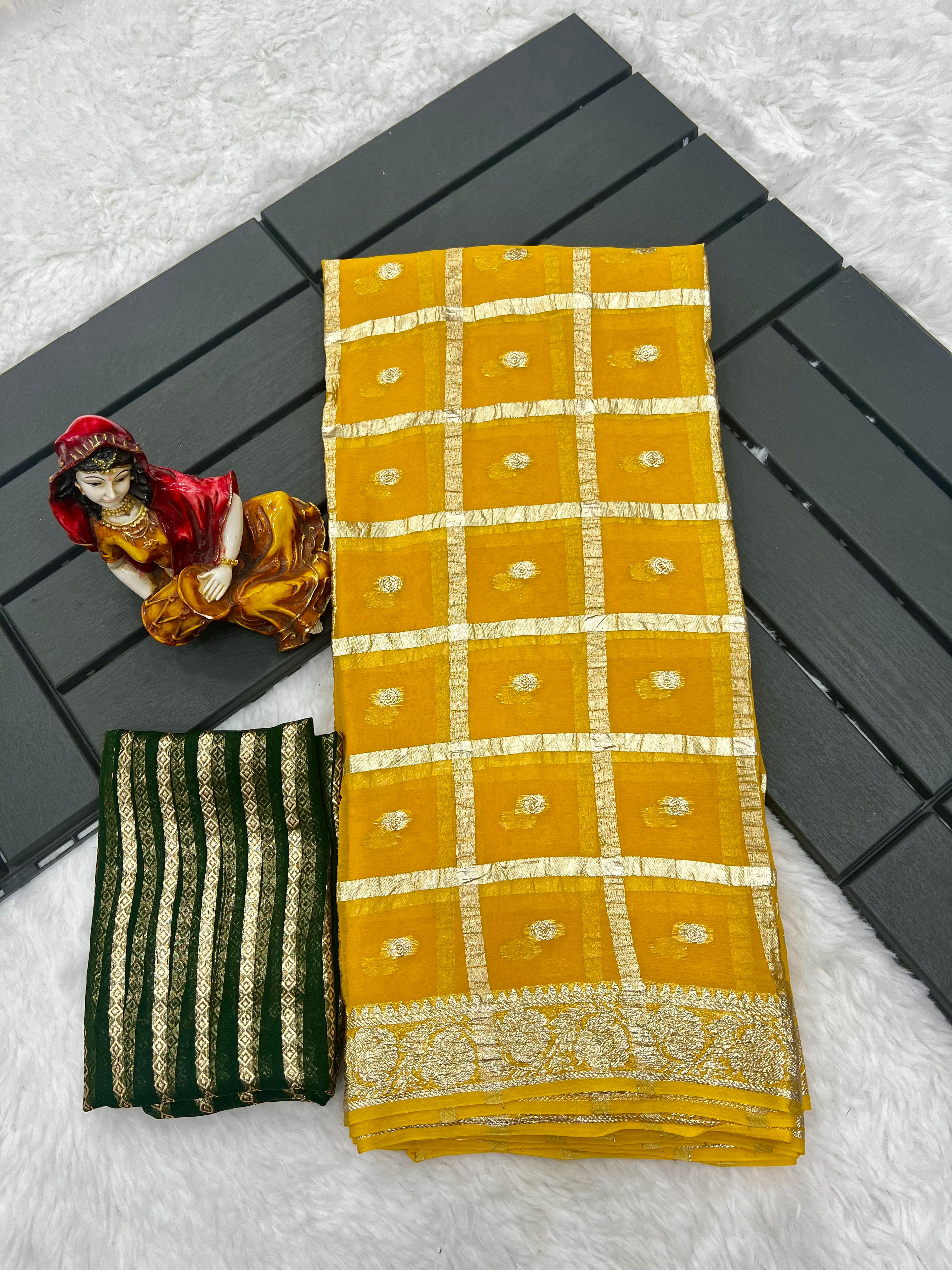Pure viscose Georgette with Jacquard weaving border Saree 20509N