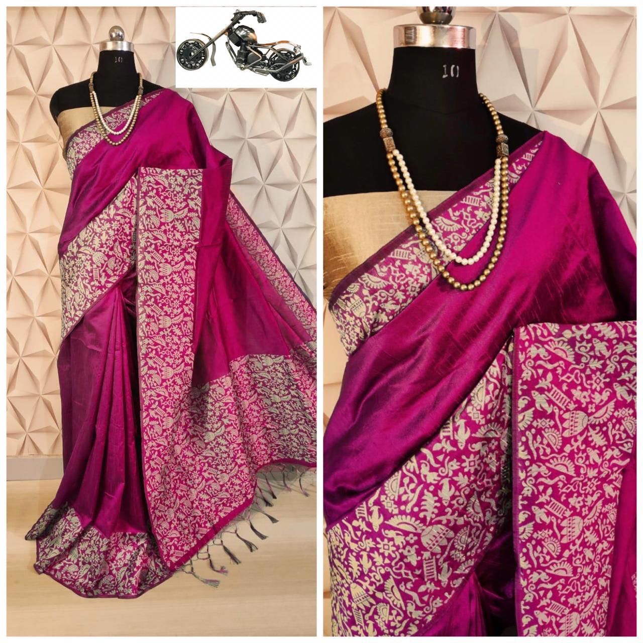 RICH PALLU Semi  RAW SILK Saree WEAVING WORK WITH STYLISH LOOK 16553N