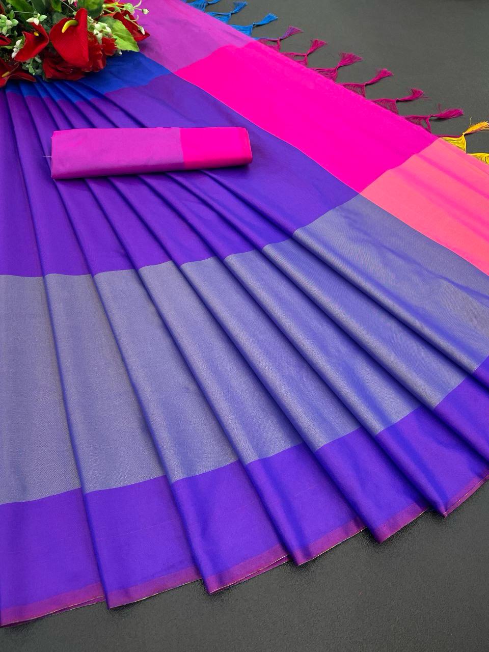 Rainbow Cotton Semi-Silk Saree 21194N