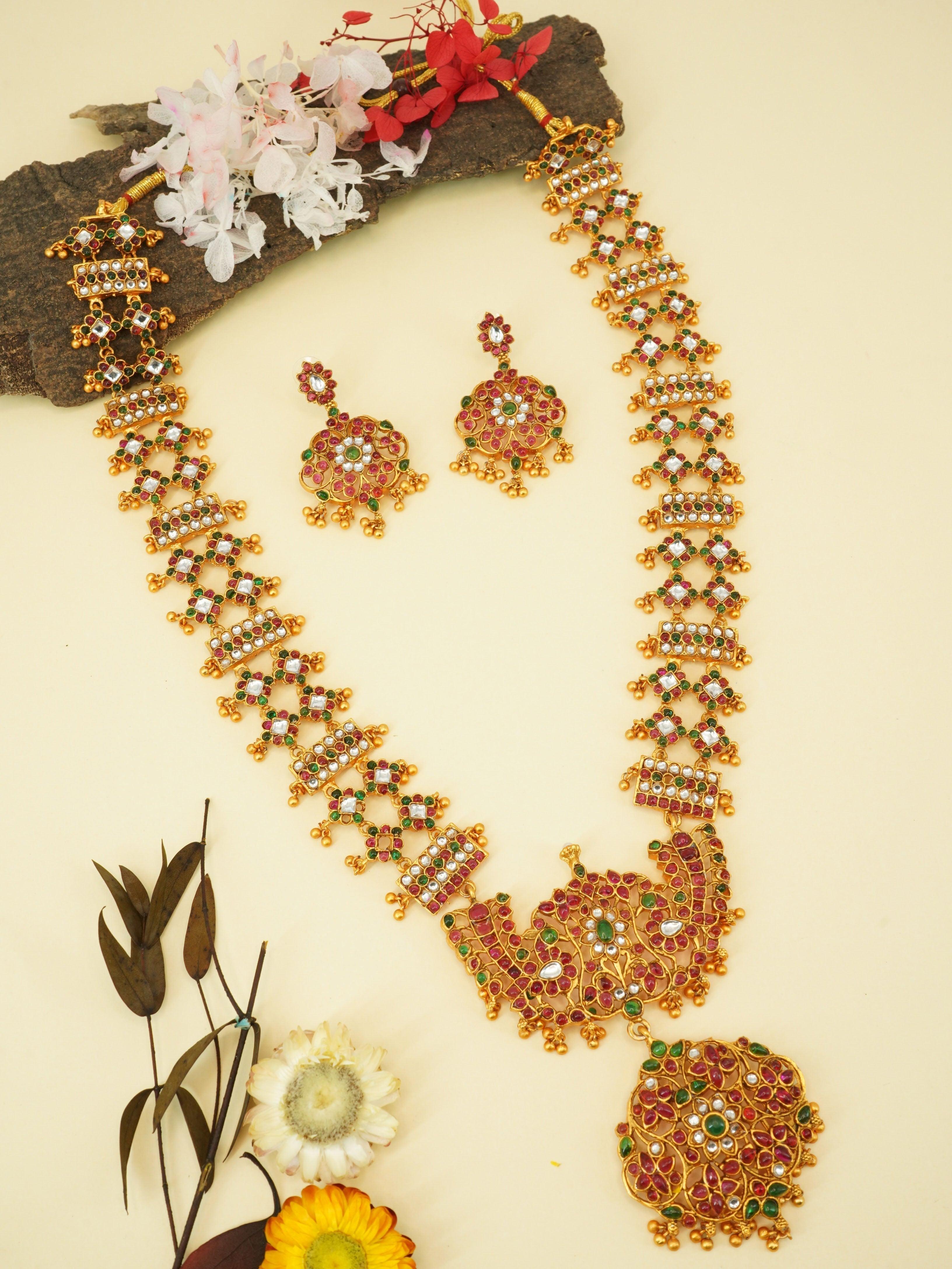 Real Kemp Laxmi Designer Medium Brass based Necklace 6995N - Griiham