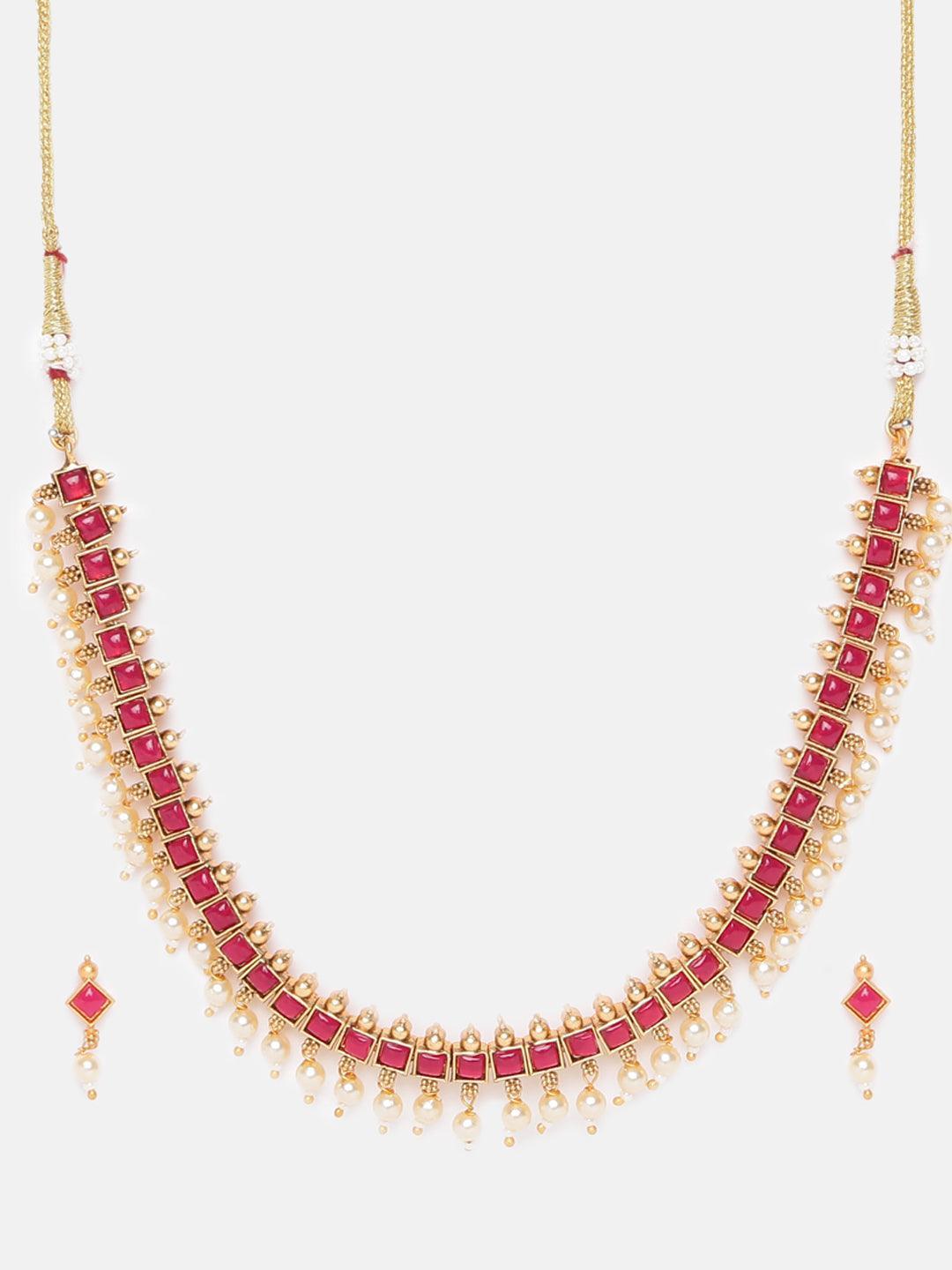 Red Cz stone Simple Necklace 4980N