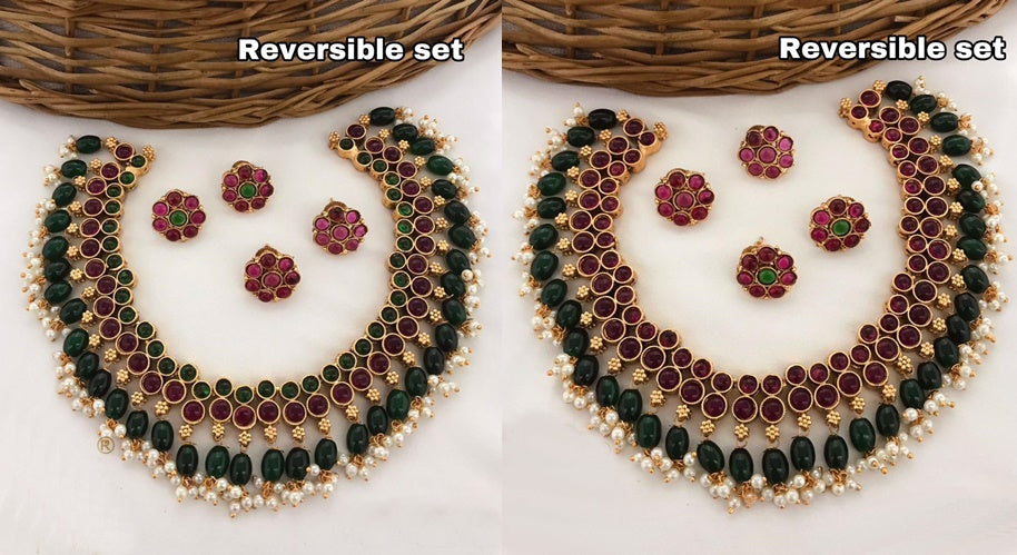 Reversible Necklace Set with 2 pair earrings 14130N