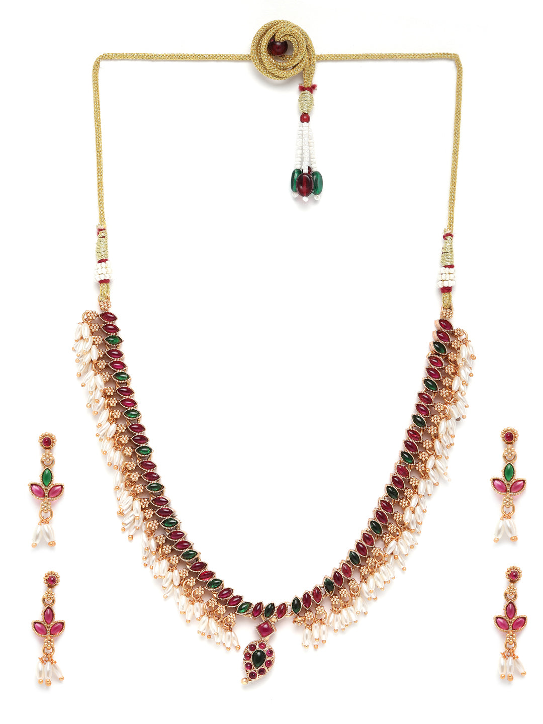 Reversible Necklace Set with AD Stones 22111N