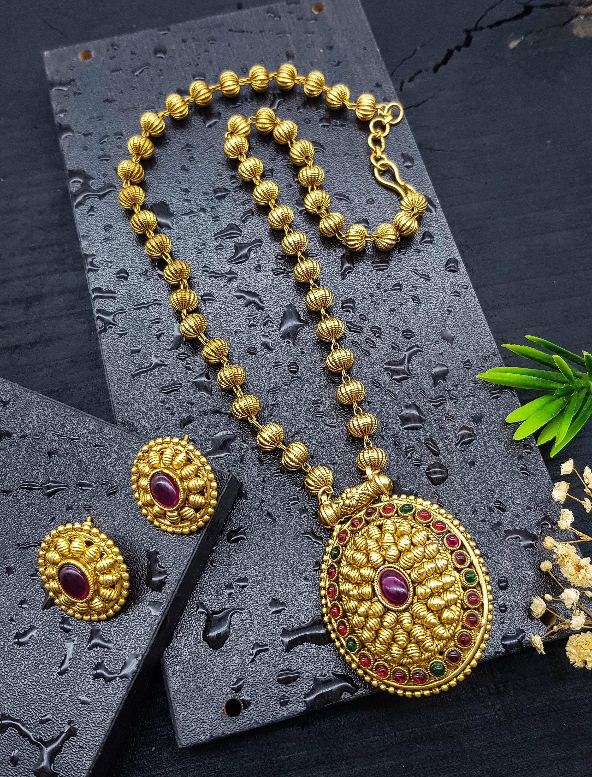 Reversible Pendant Set with AD Stones 22121N - Griiham