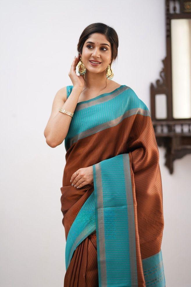 SOFT LICHI BEAUTIFUL RICH PALLU & JACQUARD WORK ON ALL OVER THE SAREE 19629N - Griiham