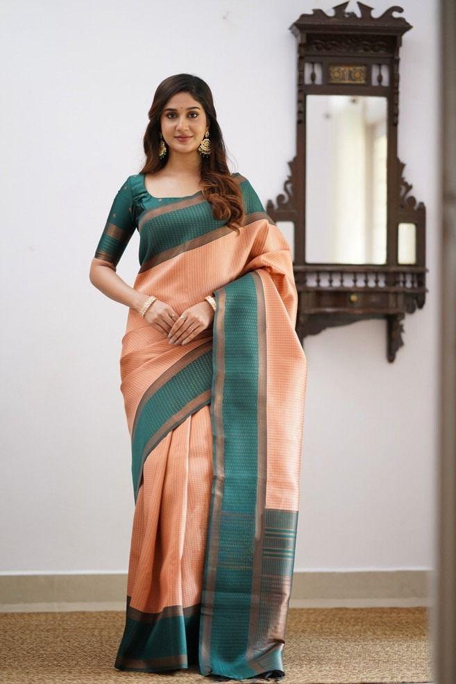 SOFT LICHI BEAUTIFUL RICH PALLU & JACQUARD WORK ON ALL OVER THE SAREE 19629N - Griiham