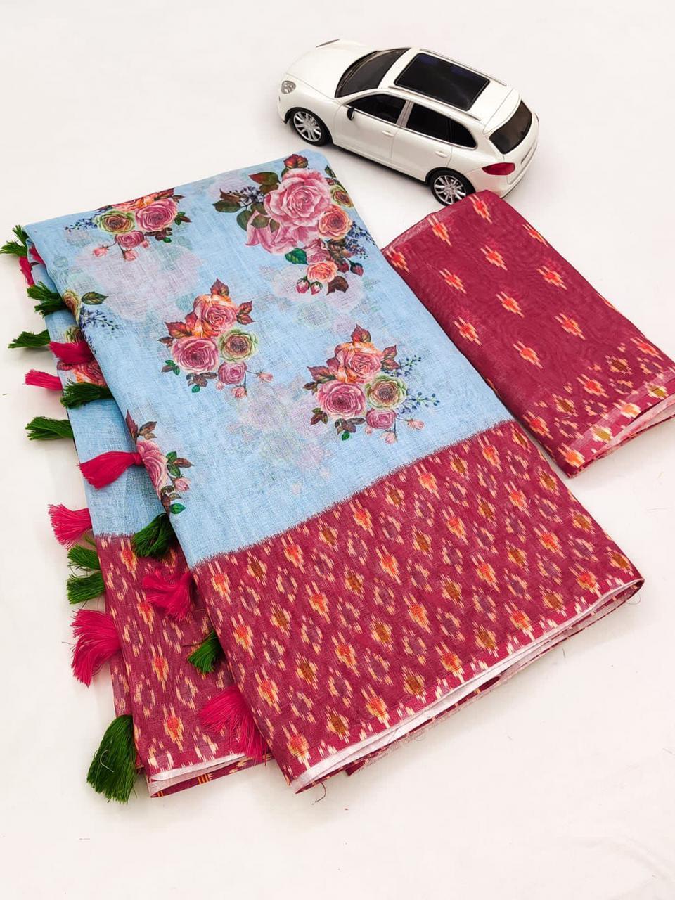 SOFT mono- cotton Digital Print. SAREES 15743N