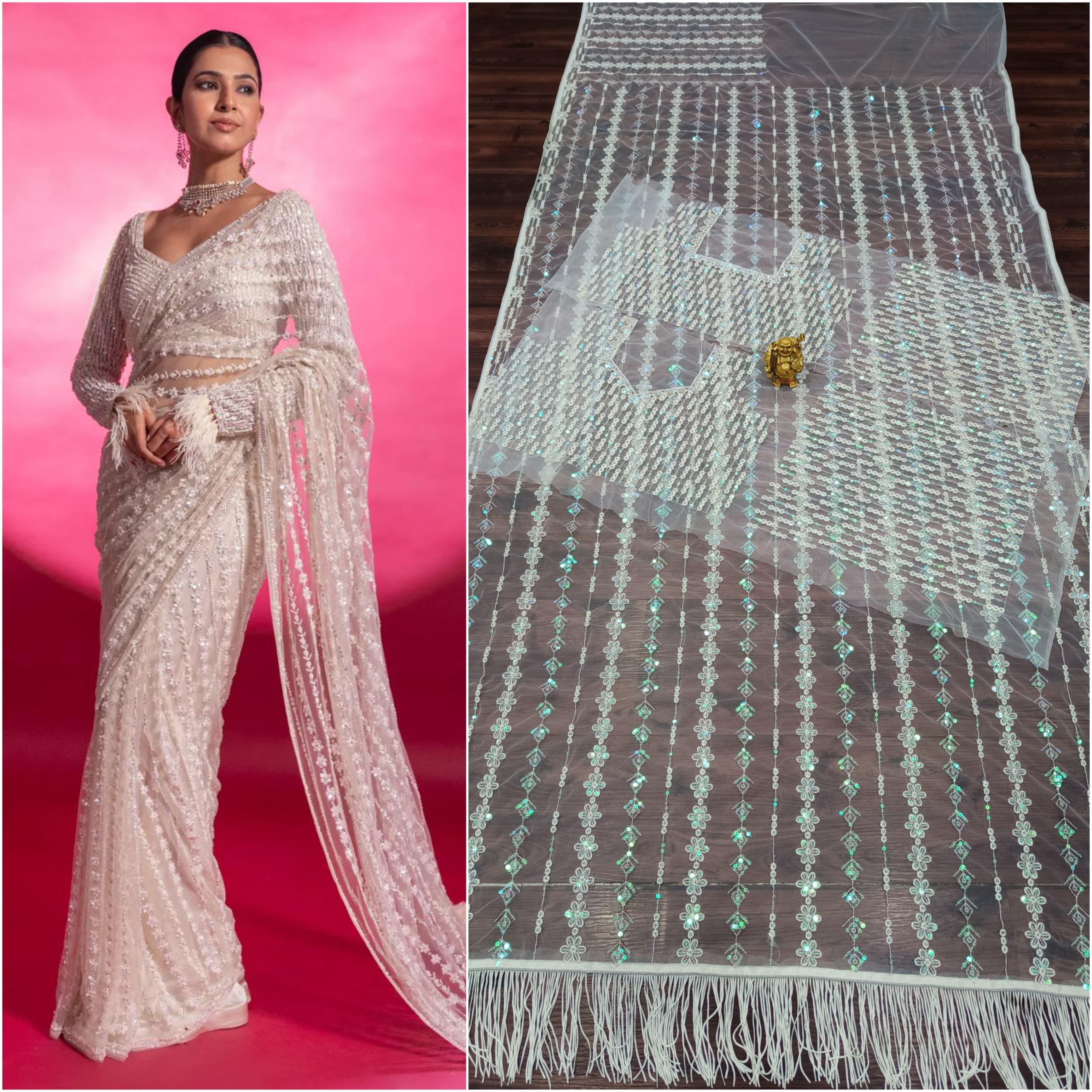Saree Of Georgette With Heavy 5MM Sequence Embrodery Work 22814N - Griiham