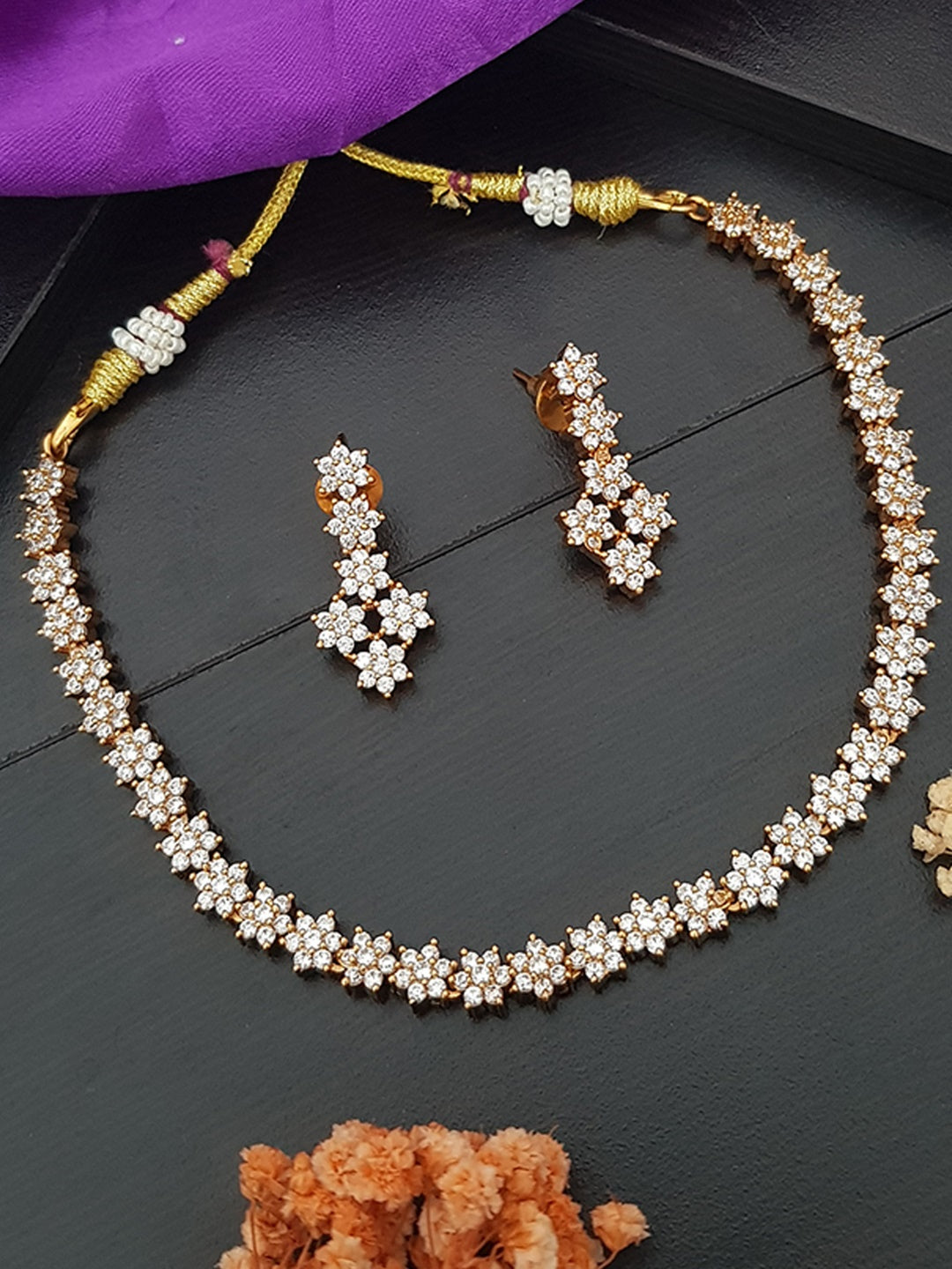 Sayara CZ Gold Plated Star Necklace Set 8850N