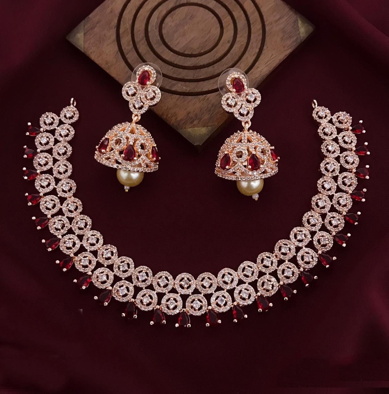 Sayara Collection Floral pattern Extremely gorgeous Party Wear Necklace Set 10343N - Griiham