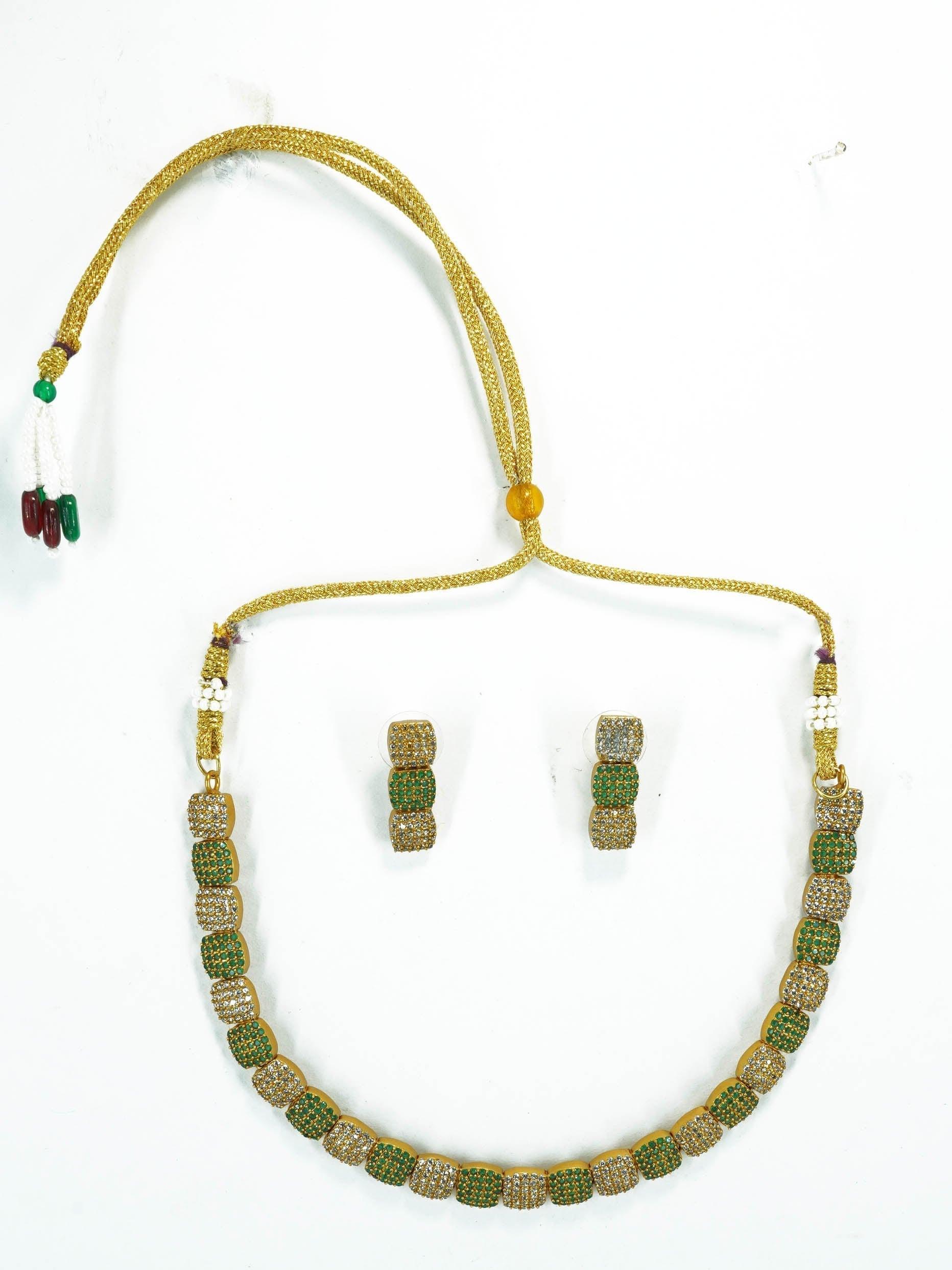 Sayara Collection Floral pattern Extremely gorgeous Party Wear Necklace Set 10537N - Griiham