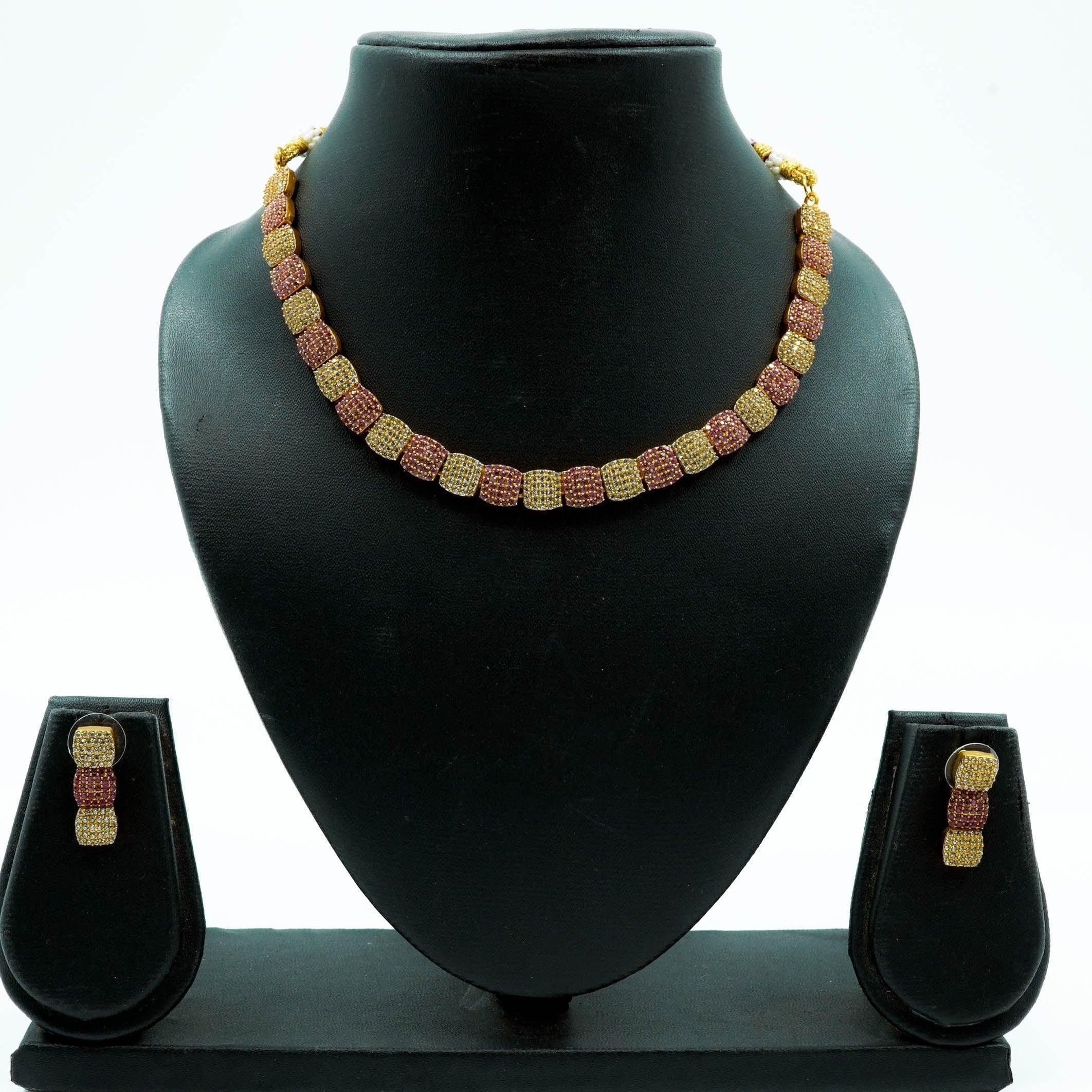Sayara Collection Floral pattern Extremely gorgeous Party Wear Necklace Set 10537N - Griiham