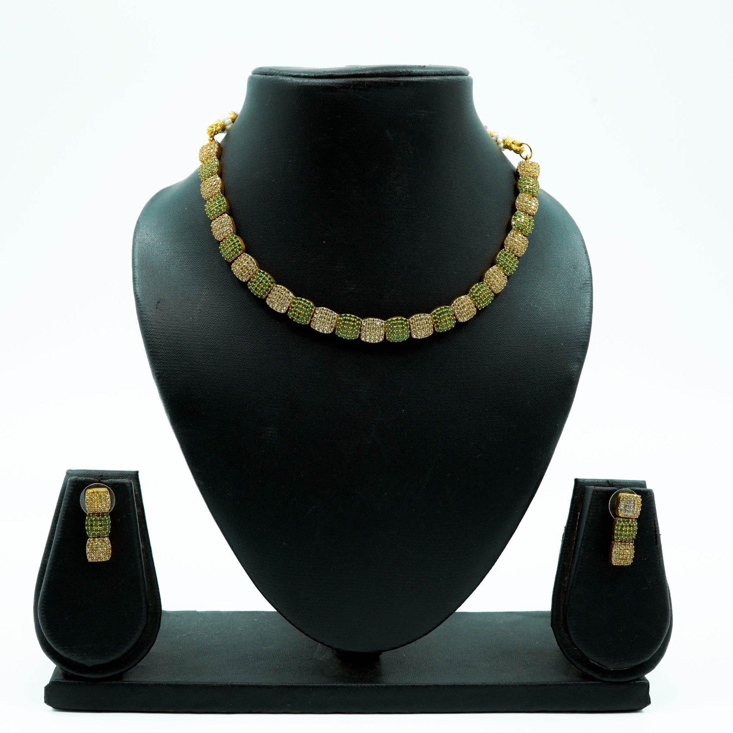 Sayara Collection Floral pattern Extremely gorgeous Party Wear Necklace Set 10537N - Griiham