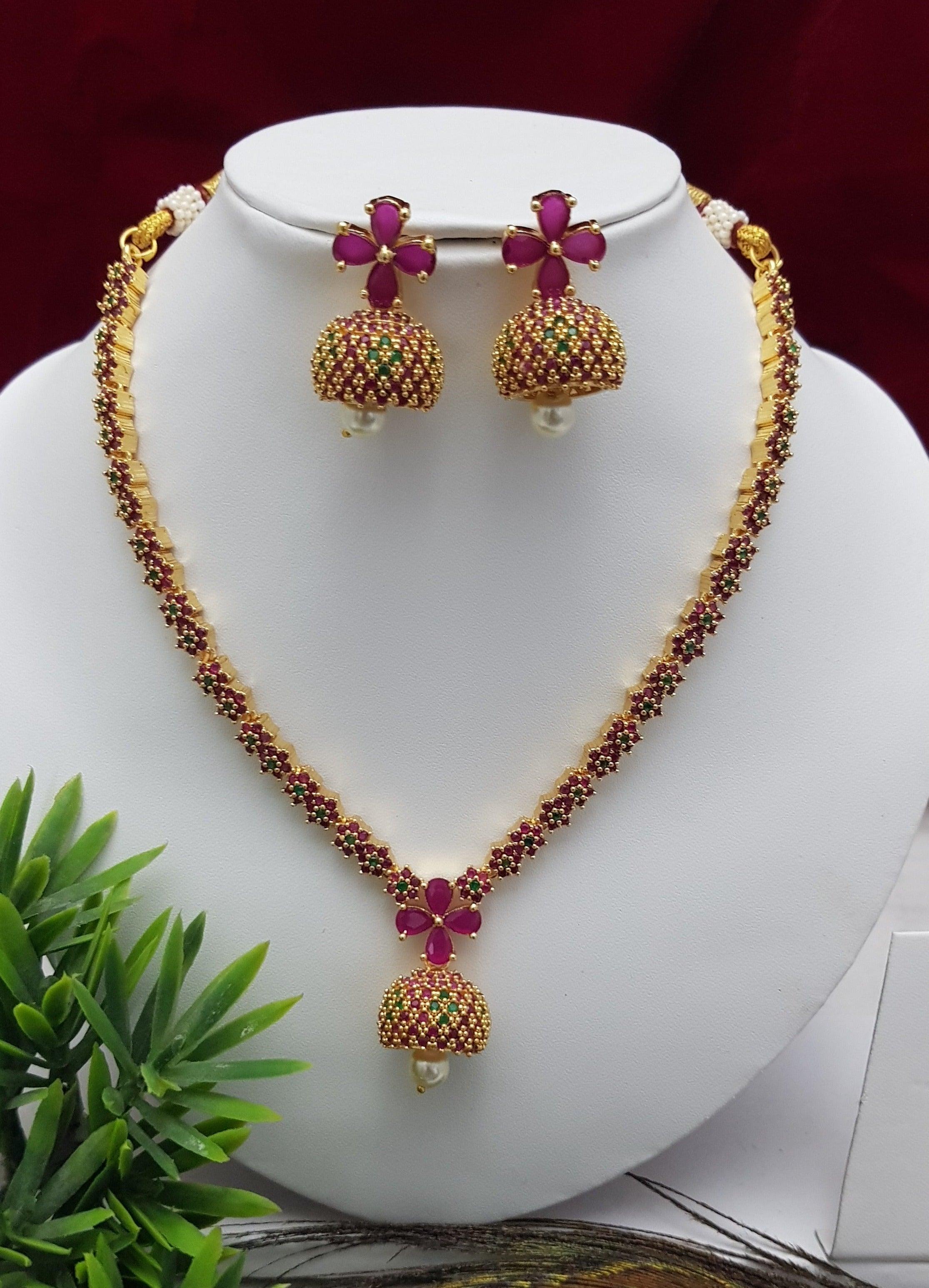 Sayara Collection Multi Color stone Party Wear Necklace Set 8776N - Griiham