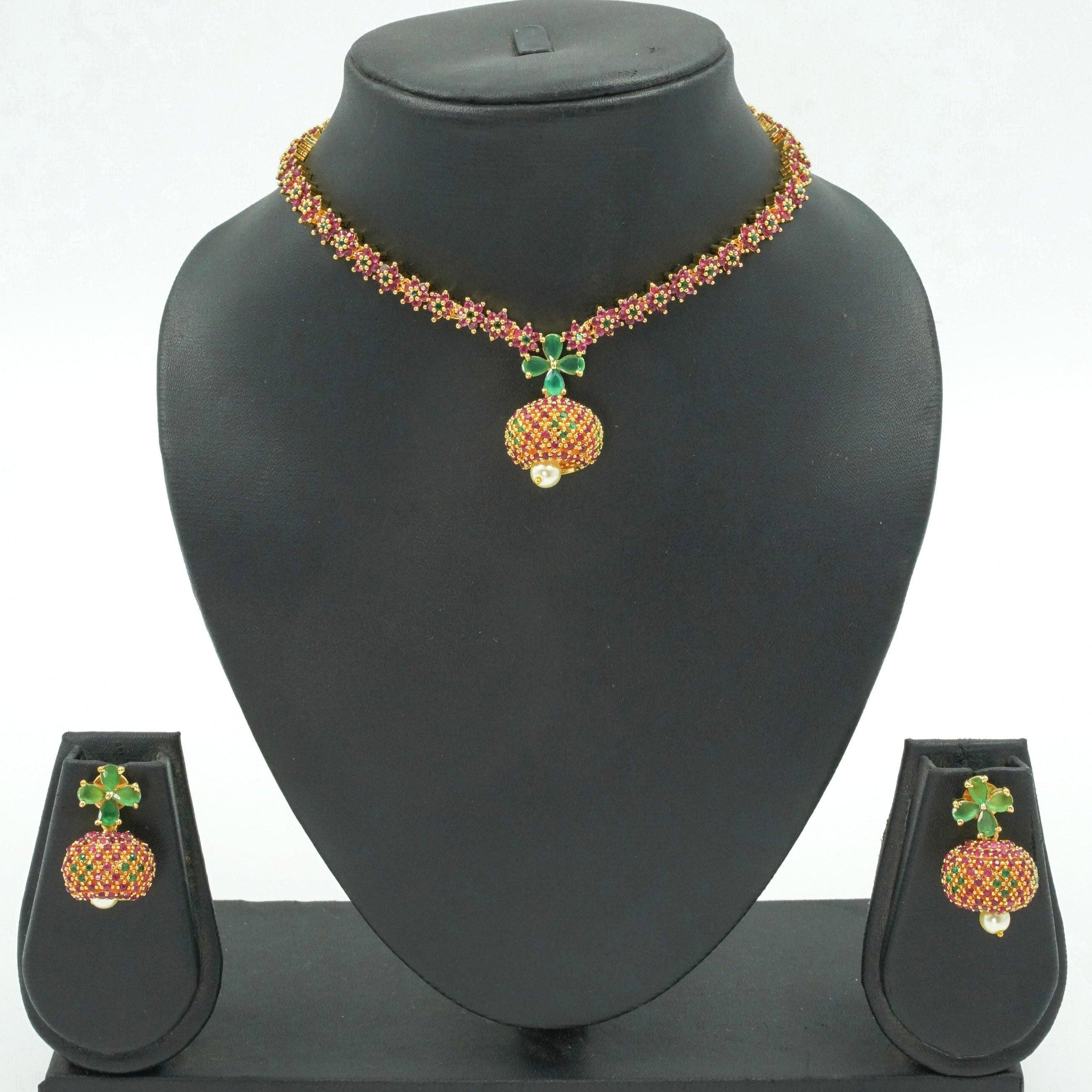 Sayara Collection Multi Color stone Party Wear Necklace Set 8776N - Griiham