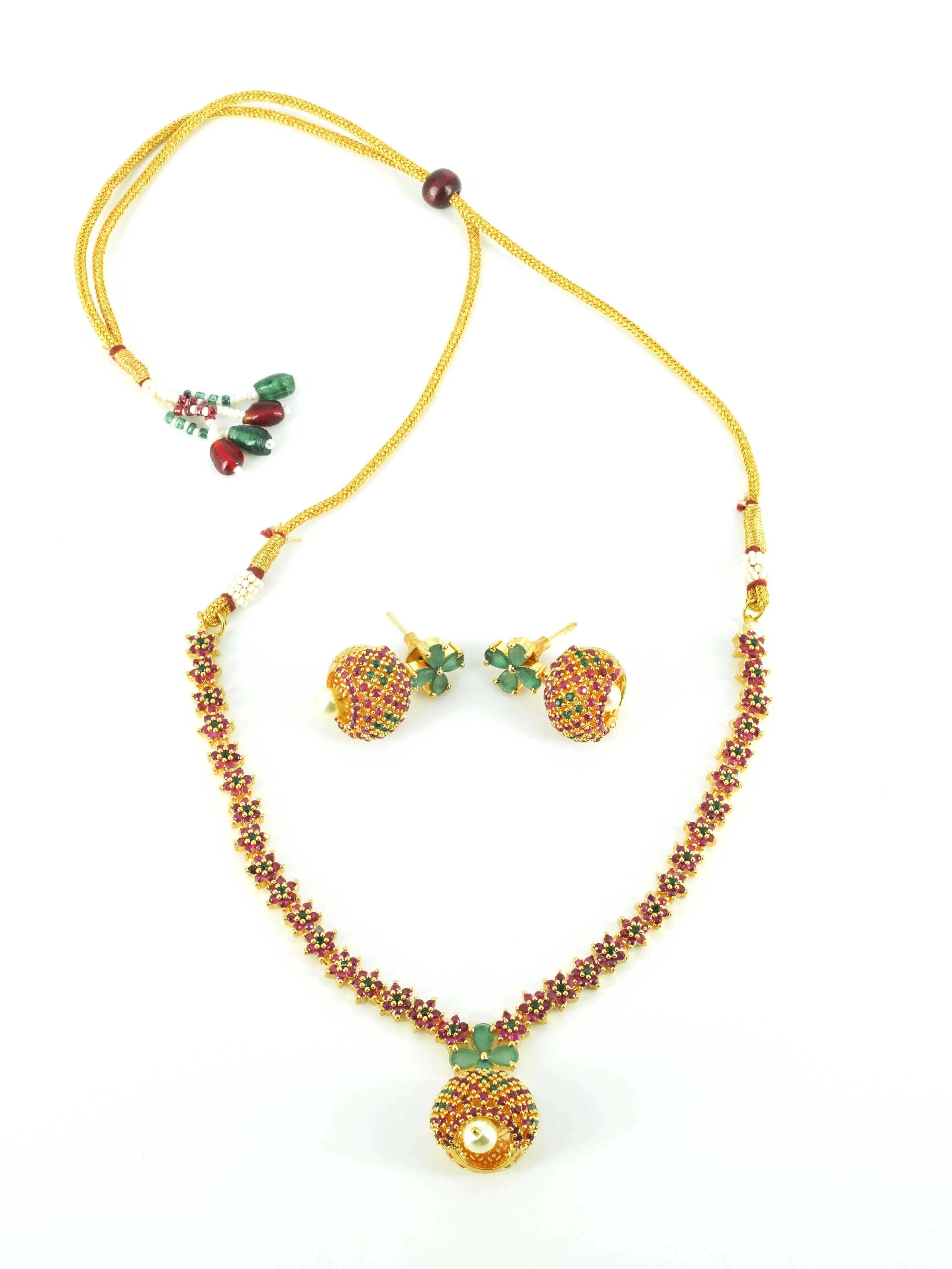Sayara Collection Multi Color stone Party Wear Necklace Set 8776N