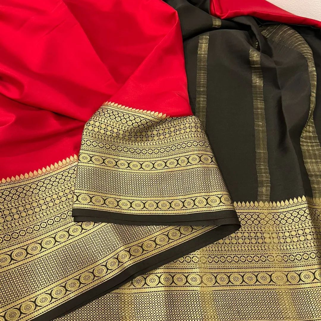 Semi Mysore Raw Semi-silk saree with broad contrast borders 15824N