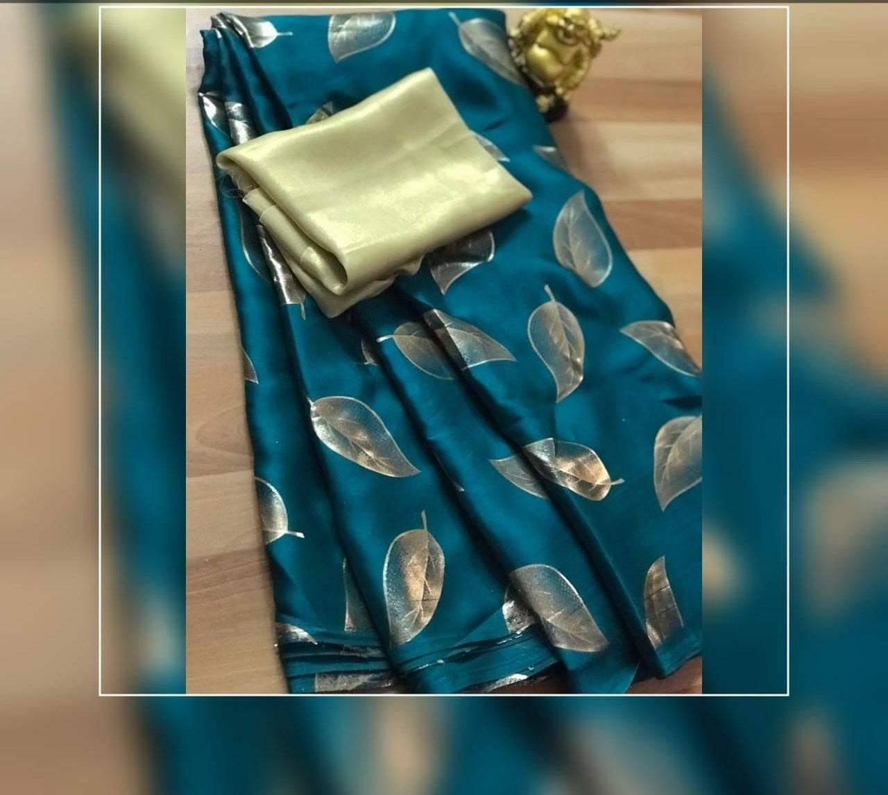 Semi Satin Silk & Small Butti Gold Foil Print sarees 16637N