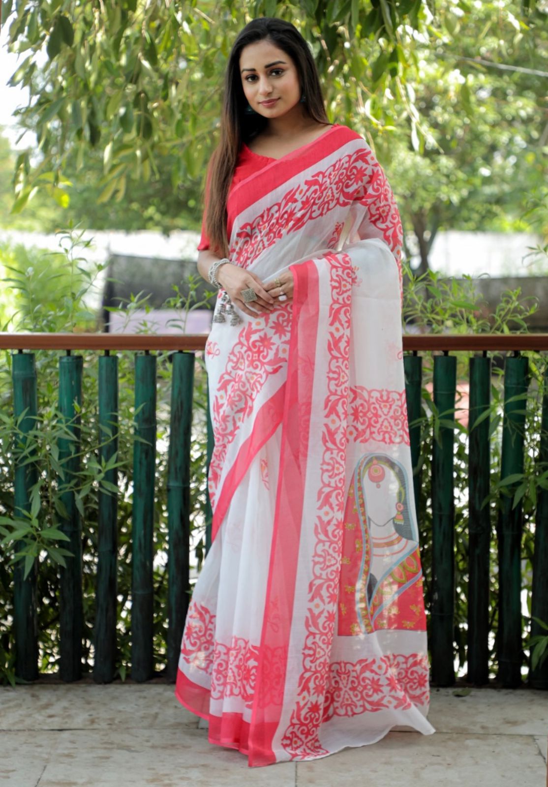 Semi-cotton sarees with all DURGA PUJA PRINT 17536N