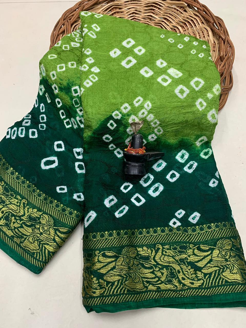 Semi-silk soft smooth Bandhej Saree 14942N
