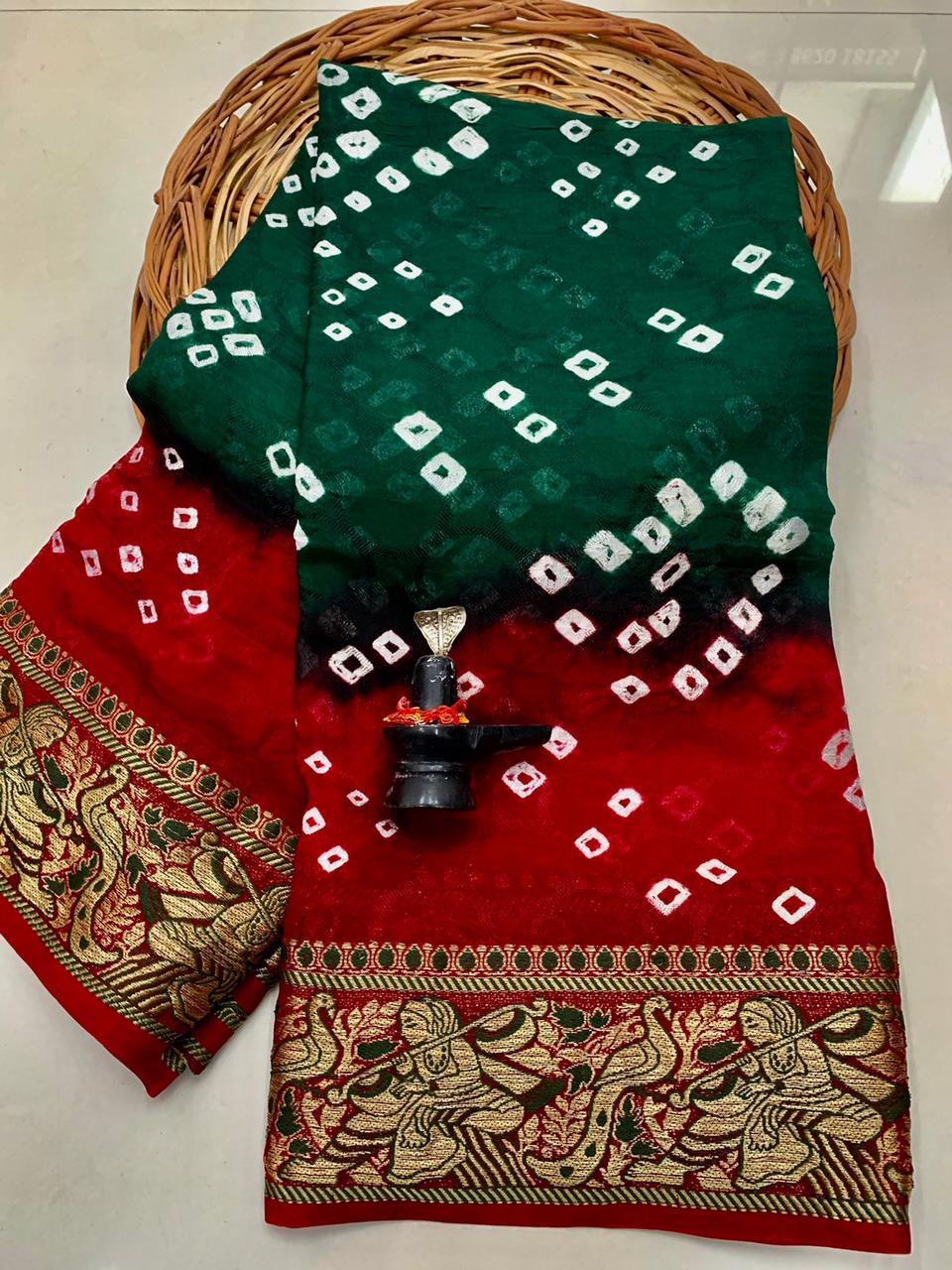 Semi-silk soft smooth Bandhej Saree 14942N